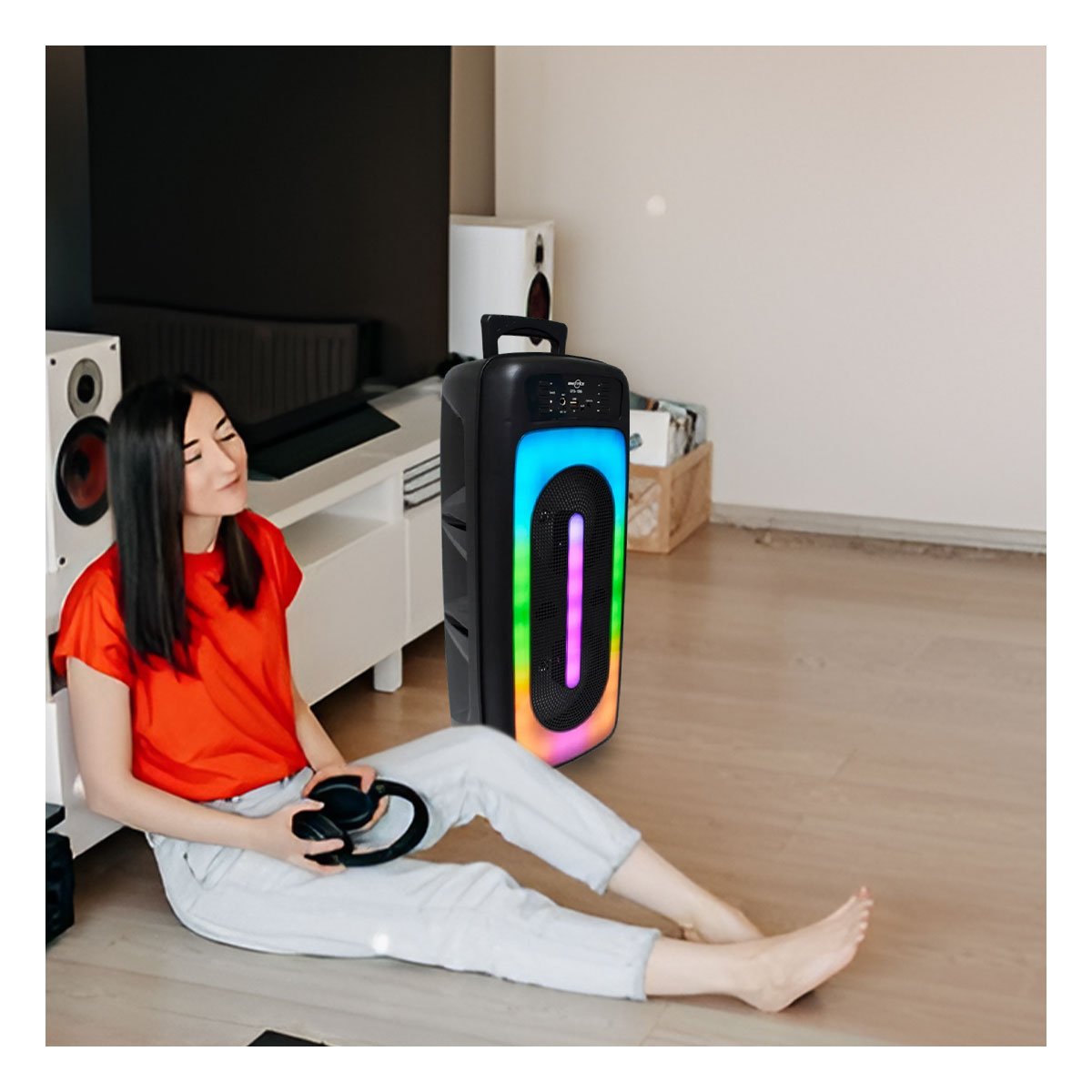 PARLANTE RYBIU GTS-1556 BLUETOOTH POTENTE CON LUZ LED NEGRO 6.5'' + PAPEL REGALO - 4