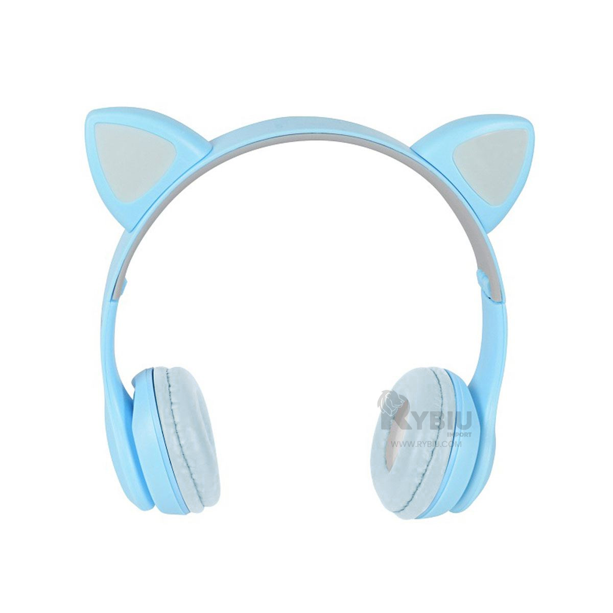 AUDÍFONOS GAMER RYBIU INALÁMBRICO MOL2 BLUETOOTH ESTILO CAT TONO CELESTE + GIFT STICKERS - 1