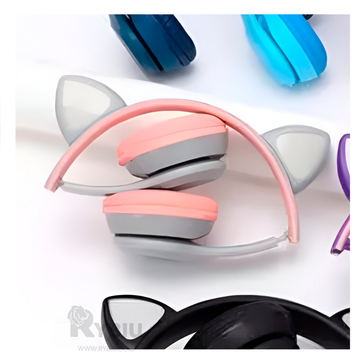 OREJERA RYBIU INALÁMBRICO MOL2 BLUETOOTH PARA STREMS GATO PLOMO + REGALO LIGAS PARA PEINAR - 4
