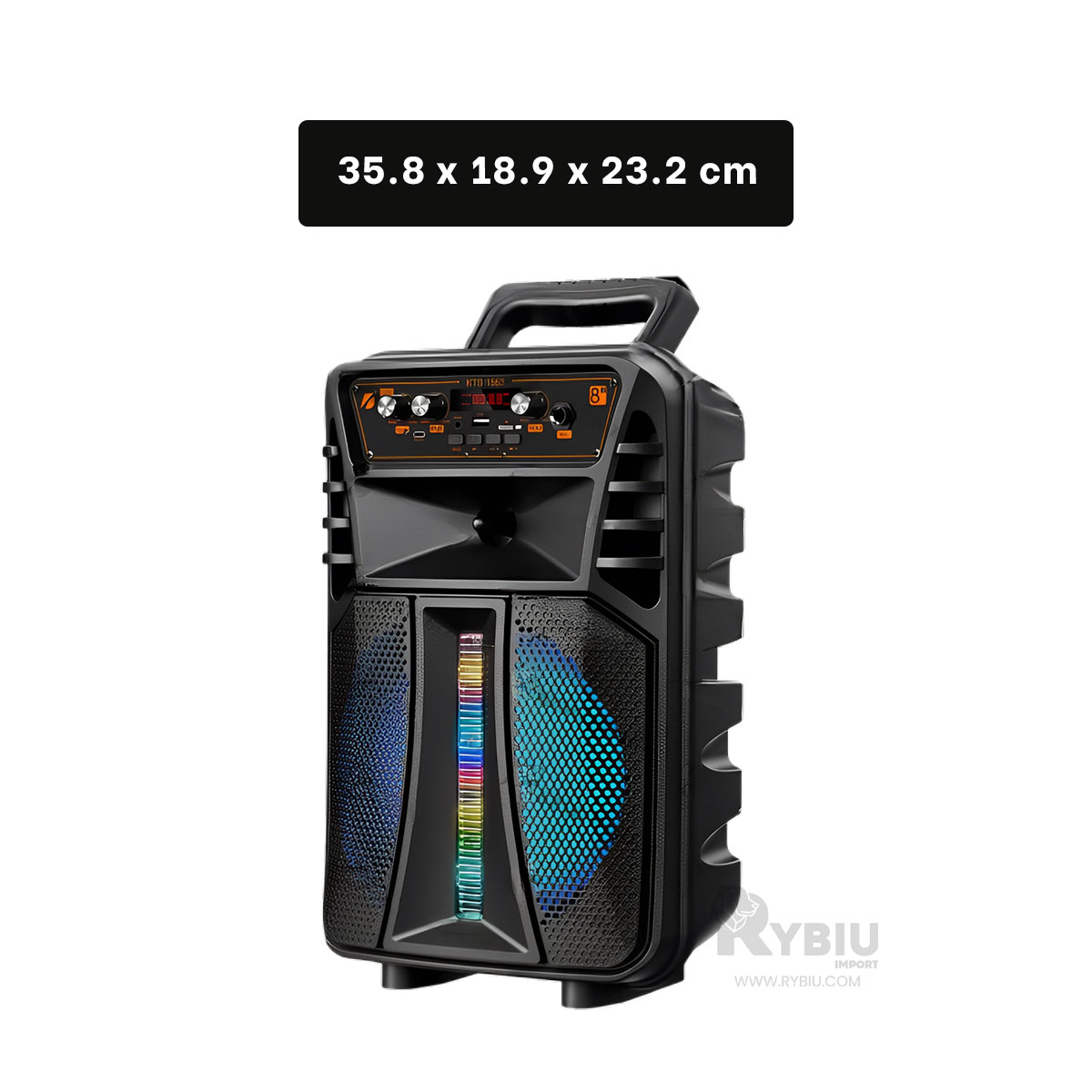 PARLANTE BLUETOOTH RYBIU KTS-1563 BOCINA PRACTICA TONO NEGRO 8'' + GIFT MINIAGENDA - 5