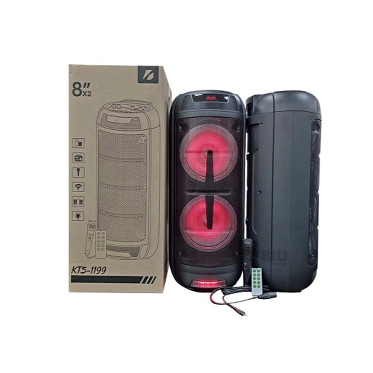 PARLANTE BLUETOOTH RYBIU KTS-1199 BOCINA INTERACTIVA COLOR NEGRO 8'' + REGALO STICKERS - 2