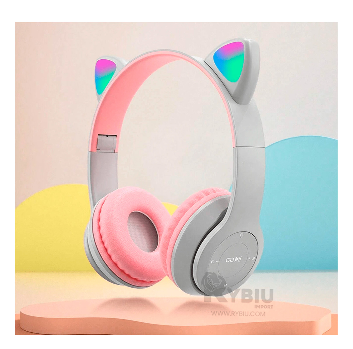 AURICULARES RYBIU INALÁMBRICO MOL2 BLUETOOTH COMODOS TIPO GATO EN PLOMO + GIFT MINIAGENDA - 3