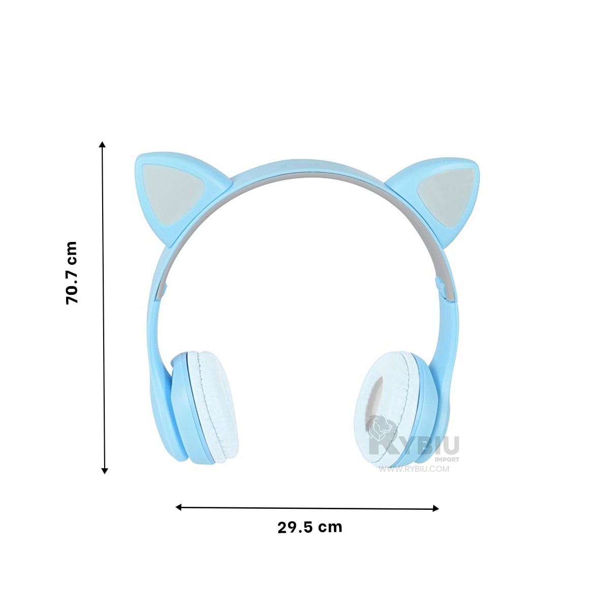 AUDÍFONOS GAMER RYBIU INALÁMBRICO MOL2 BLUETOOTH TIPO GATO COLOR CELESTE + REGALO AGENDITA - 5