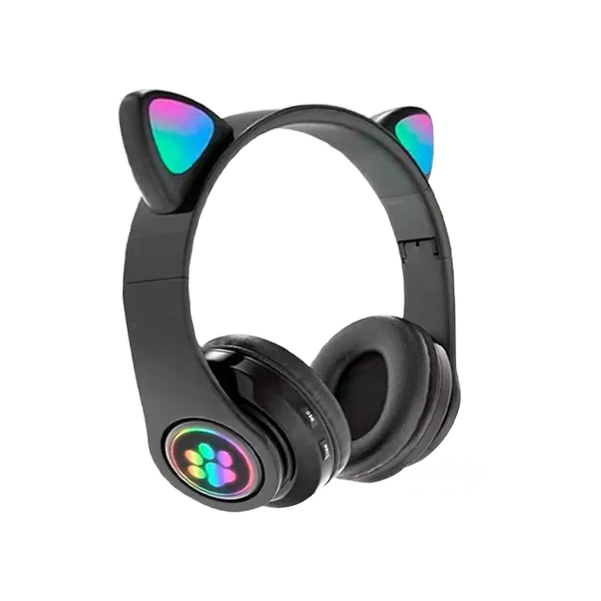 AUDÍFONOS GAMER RYBIU INALÁMBRICO MOL2 BLUETOOTH FORMA GATO COLOR NEGRO + REGALO STICKERS - 3