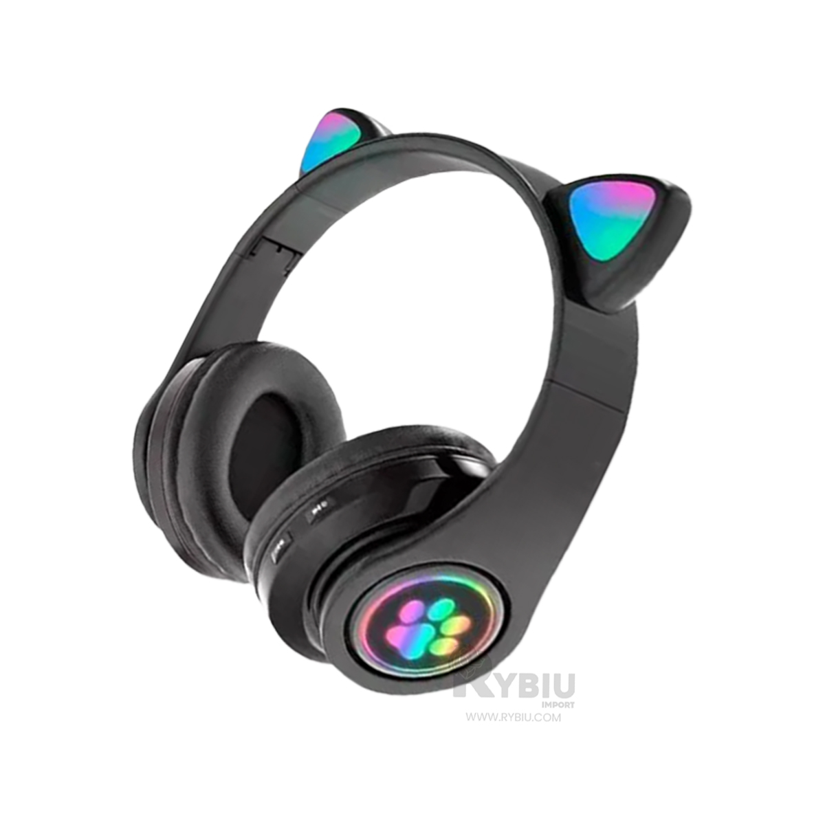 AUDÍFONOS GAMER RYBIU INALÁMBRICO MOL2 BLUETOOTH OREJERAS FUNCIONAL MUSICA NEGRO + BANDERITAS ADHESIVAS - 3