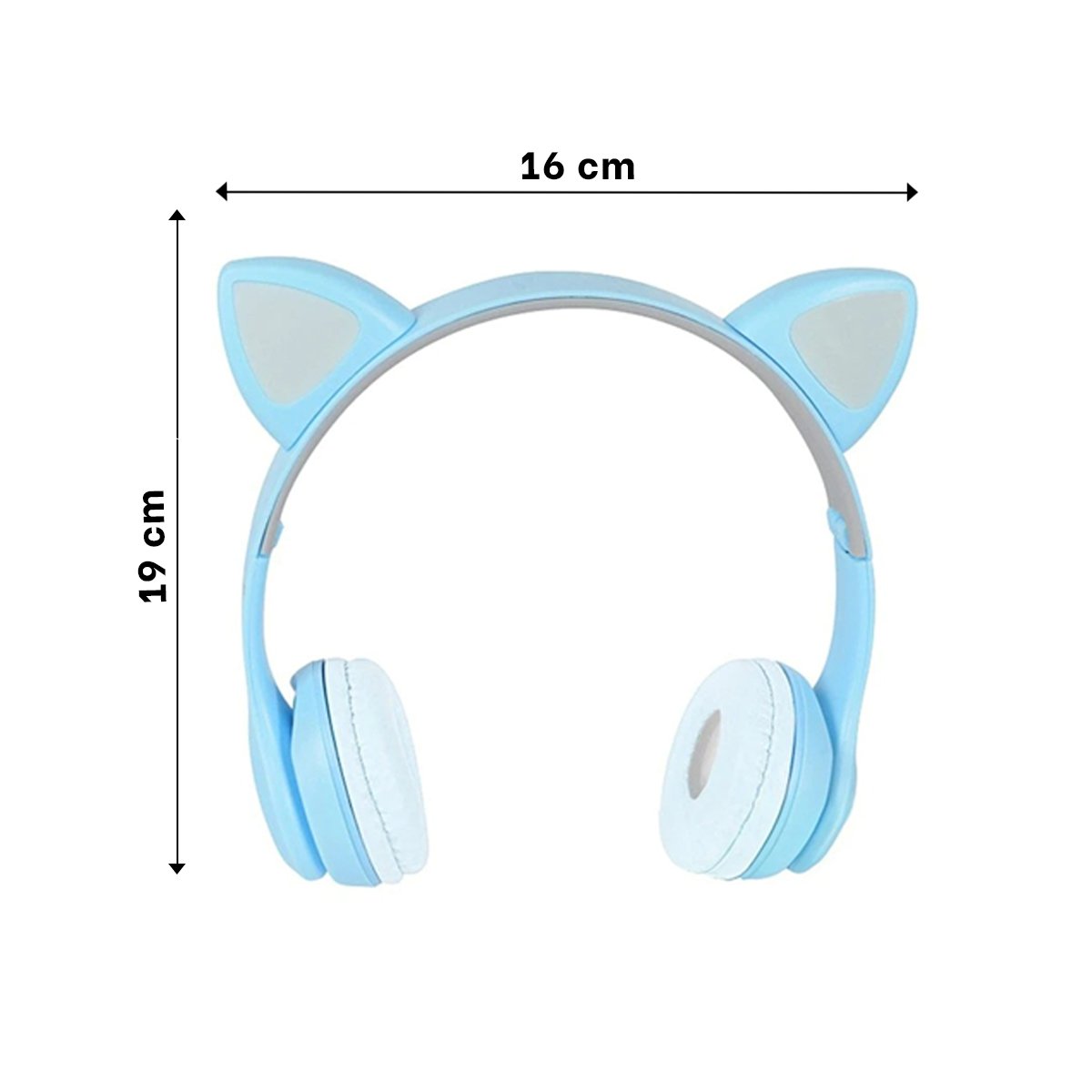 AUDÍFONOS GAMER RYBIU INALÁMBRICO MOL2 BLUETOOTH GATO COLOR CELESTE + PAPEL REGALO - 2