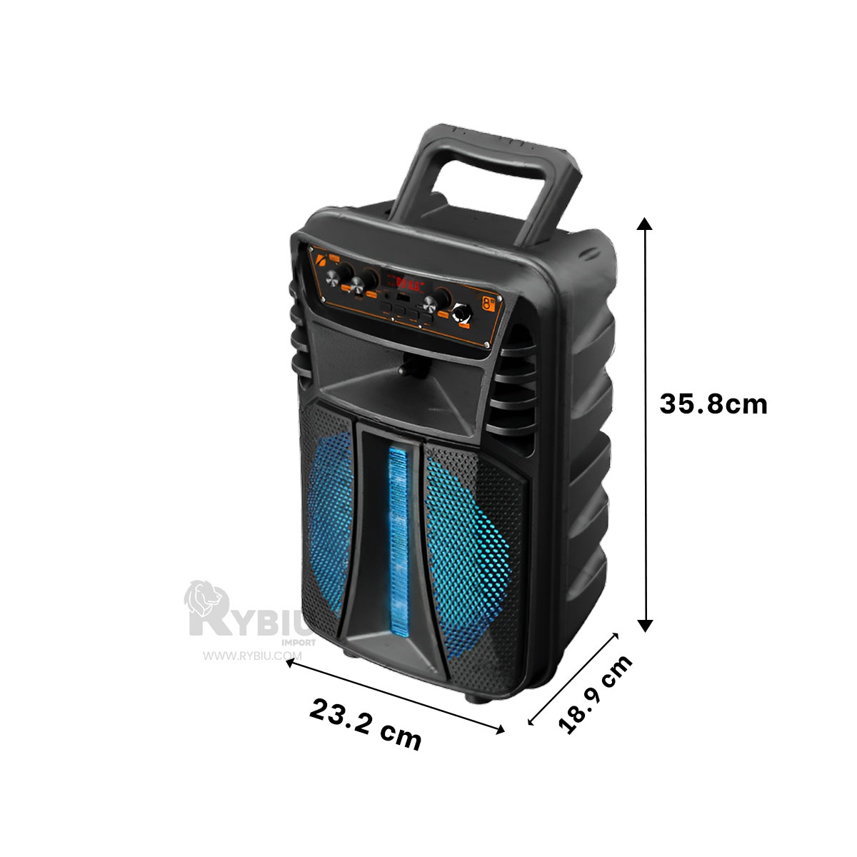 PARLANTE BLUETOOTH RYBIU KTS-1563 BOCINA INALAMBRINCA NEGRO 8'' + REGALO AGENDITA - 5