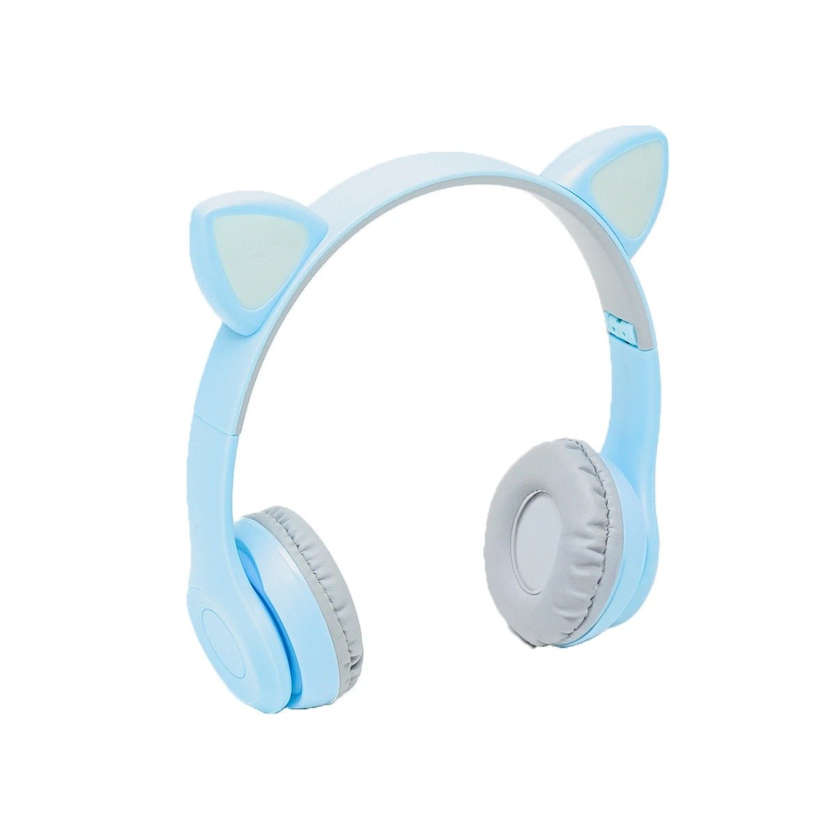 AUDÍFONOS GAMER RYBIU INALÁMBRICO MOL2 BLUETOOTH TEMATICA GATO LUCES TONO CELESTE - 1