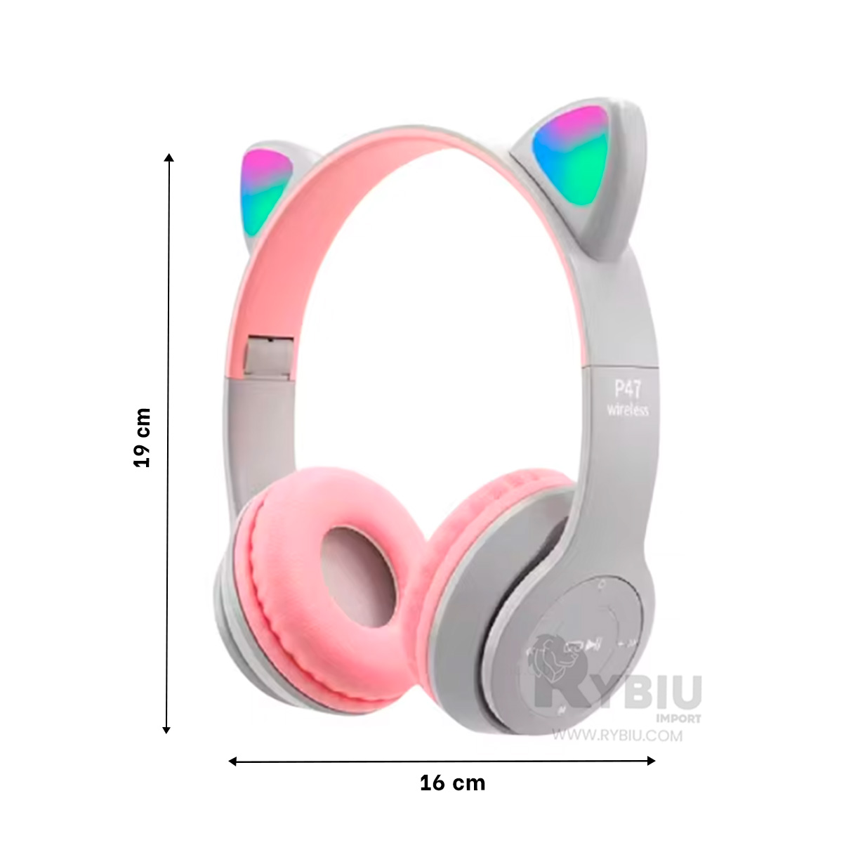 AURICULARES RYBIU INALÁMBRICO MOL2 BLUETOOTH LED GATO EN PLOMO + REGALO AGENDITA - 5