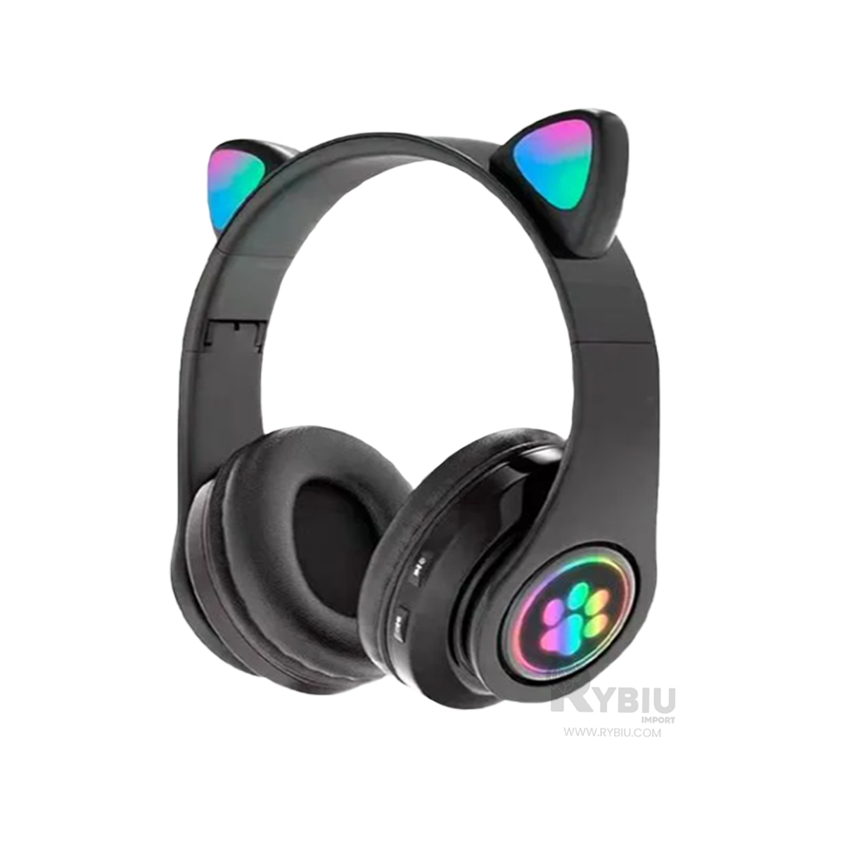 AUDÍFONOS GAMER RYBIU INALÁMBRICO MOL2 BLUETOOTH LED GATO NEGRO + REGALO AGENDITA - 1