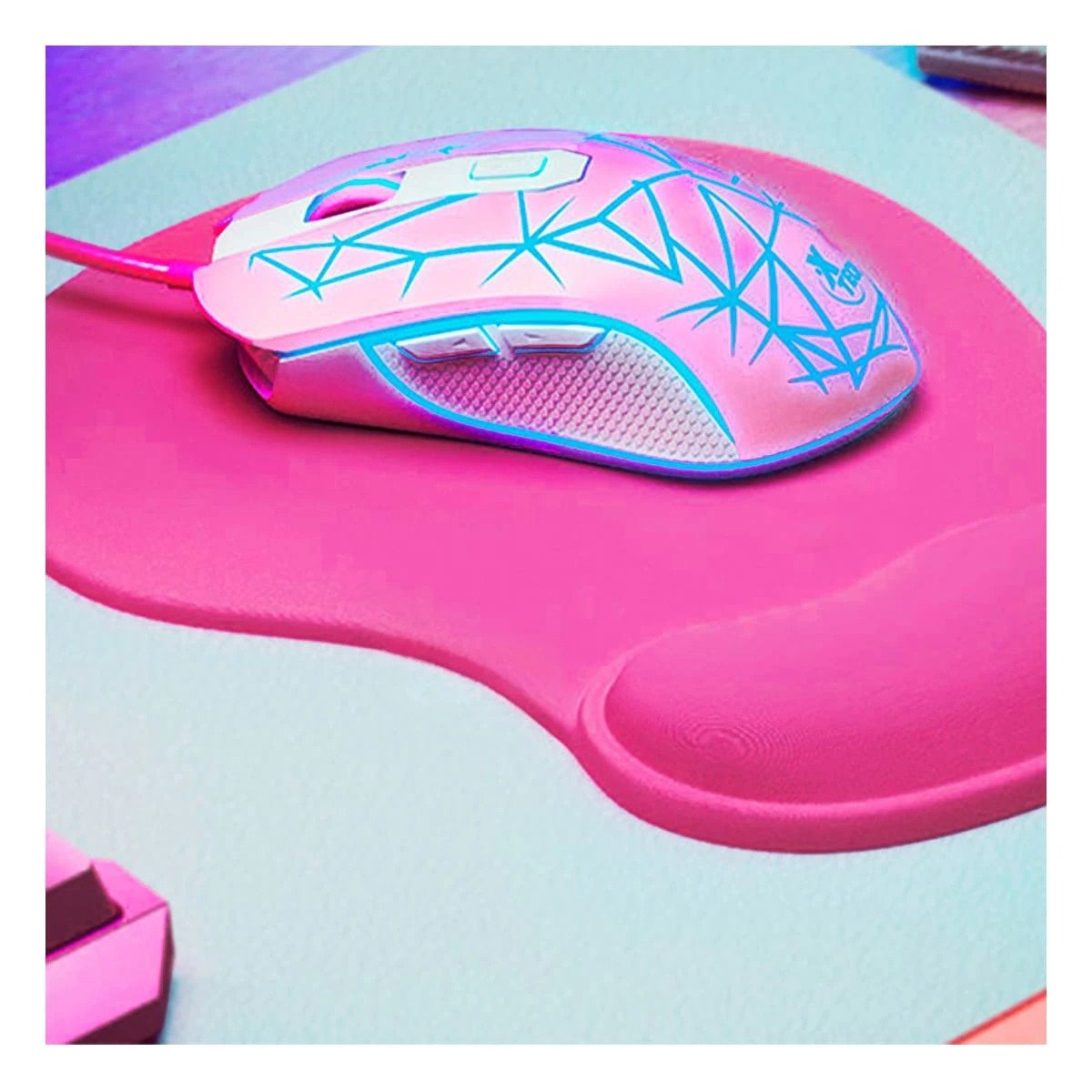 MOUSE PAD GEL GRANDE COLOR FUCSIA PARA COMPUTADORA Y OFICINA HOGAR - 3
