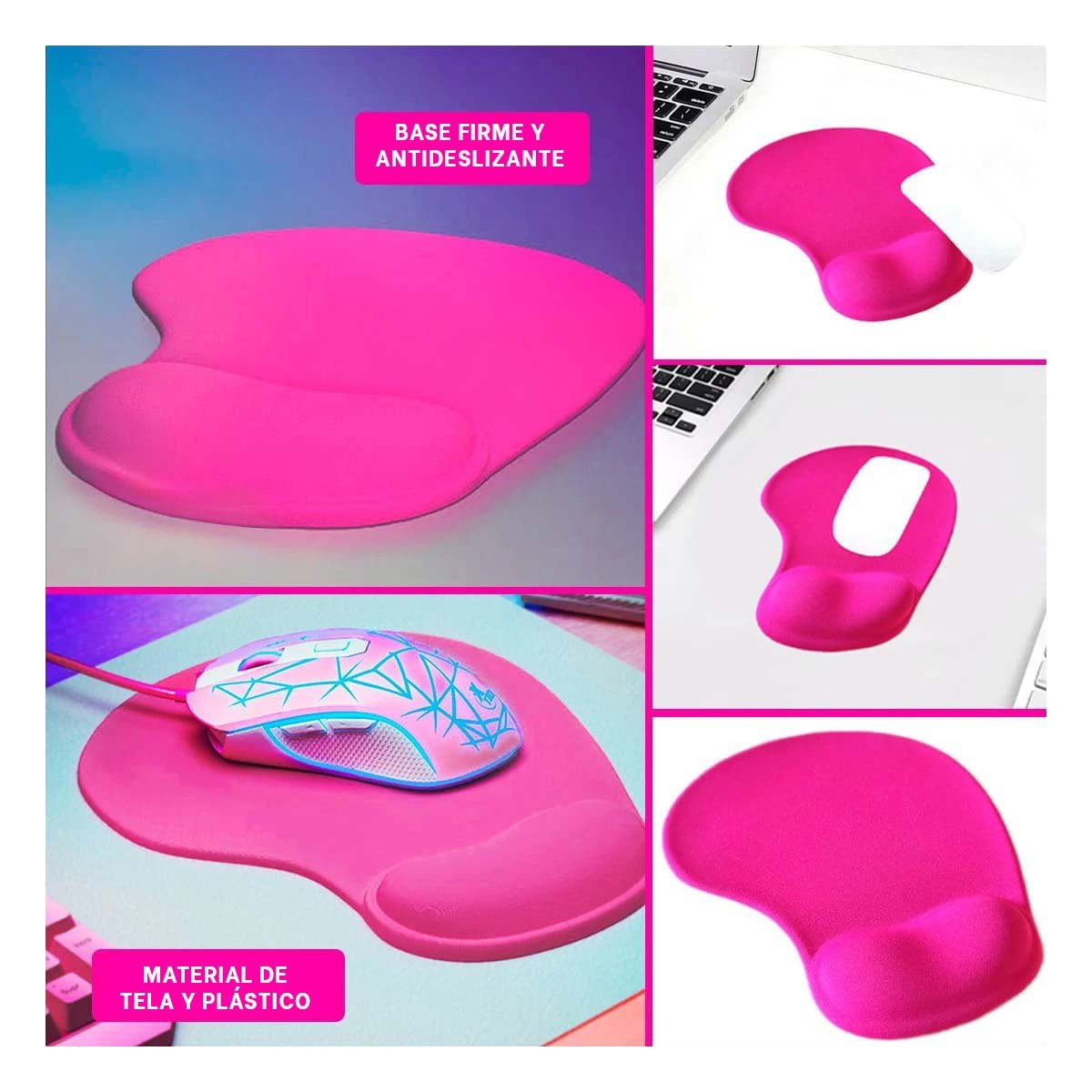 MOUSE PAD GEL GRANDE COLOR FUCSIA PARA COMPUTADORA Y OFICINA HOGAR - 5