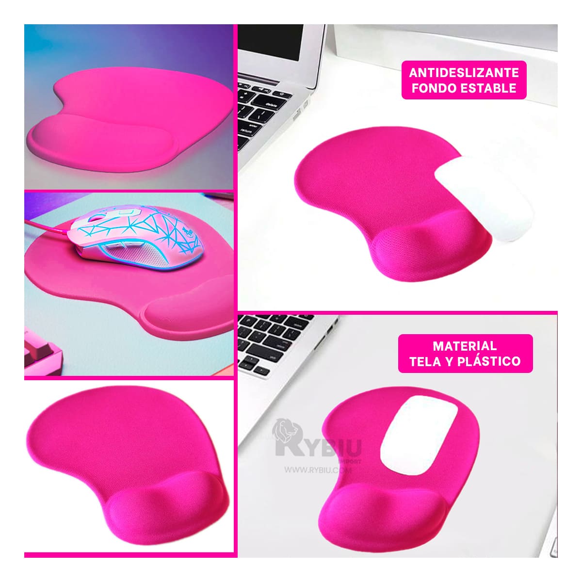 MOUSE PAD RYBIU TE32543 COJINETE DURADERO FUCSIA + BANDERITAS ADHESIVAS - 4