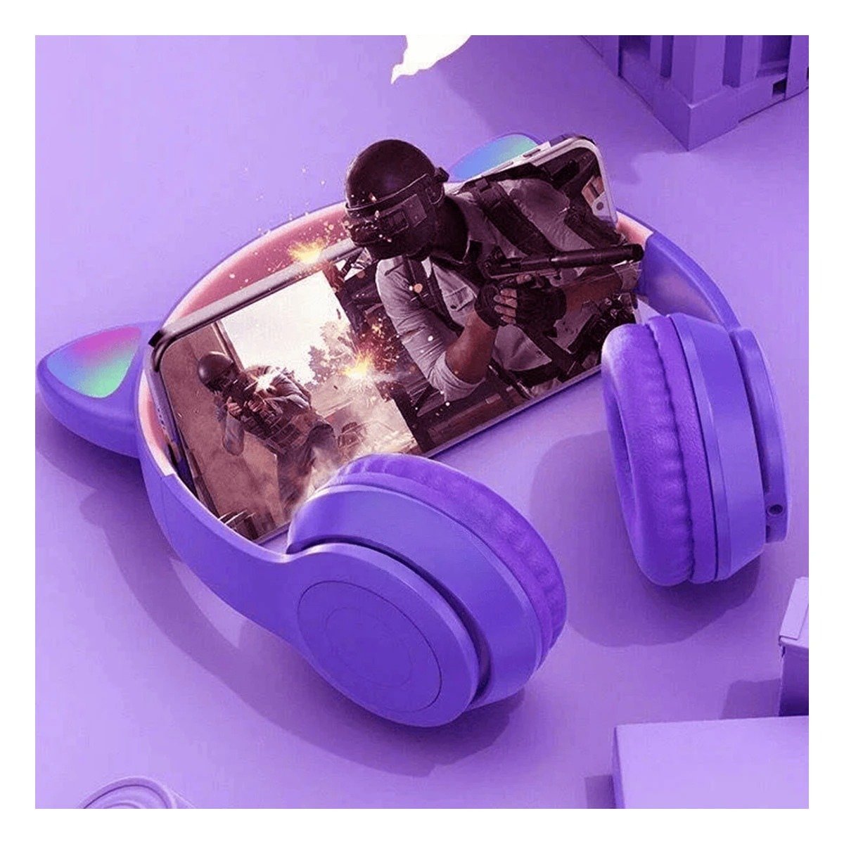 OREJERAS RYBIU INALÁMBRICO MOL2 BLUETOOTH PORTATIL EN GATO COLOR MORADO + POST-IT ADHESIVOS - 1