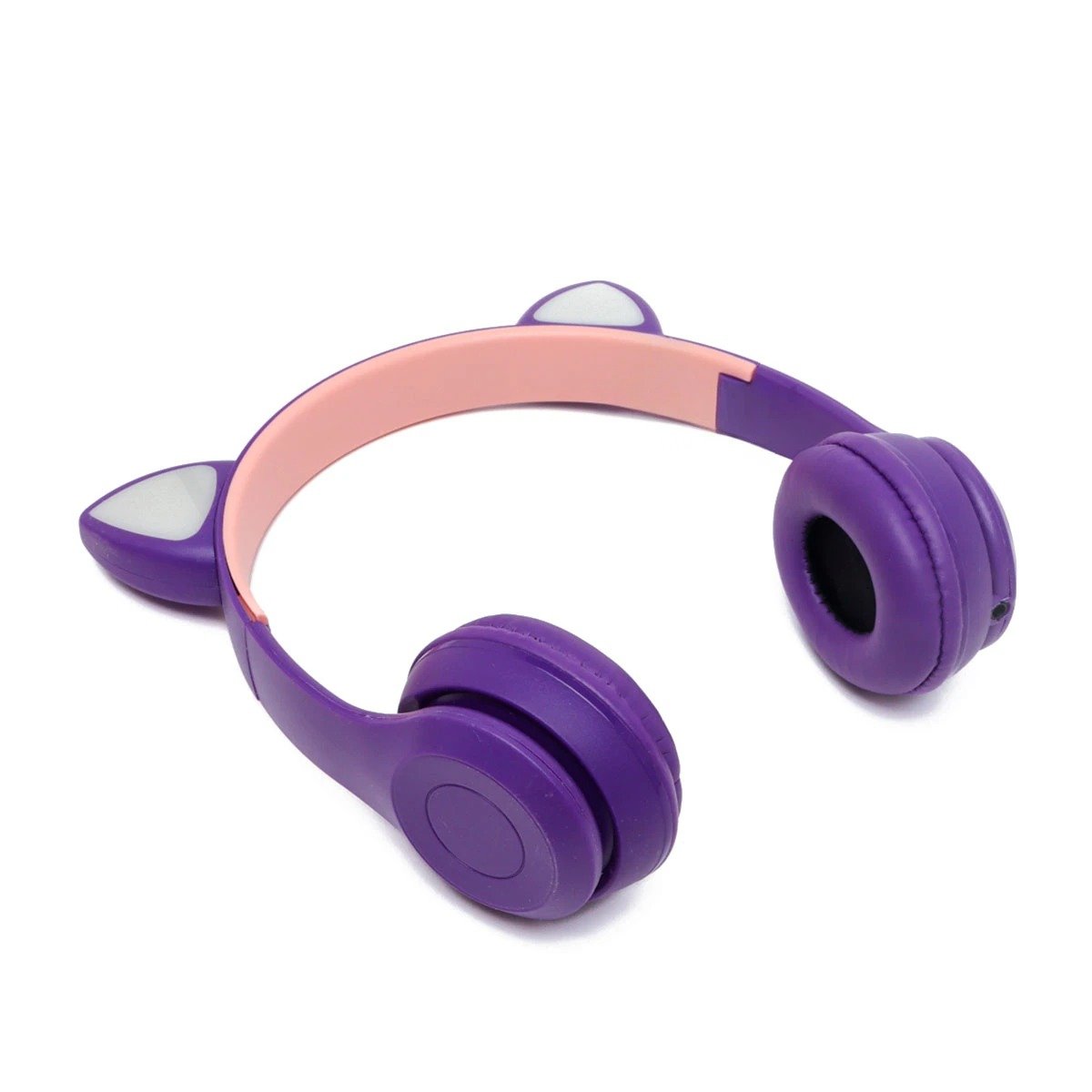 AUDÍFONOS RYBIU INALÁMBRICO MOL2 BLUETOOTH CON TEMATICA GATO Y CON LUCES EN TONO MORADO - 1