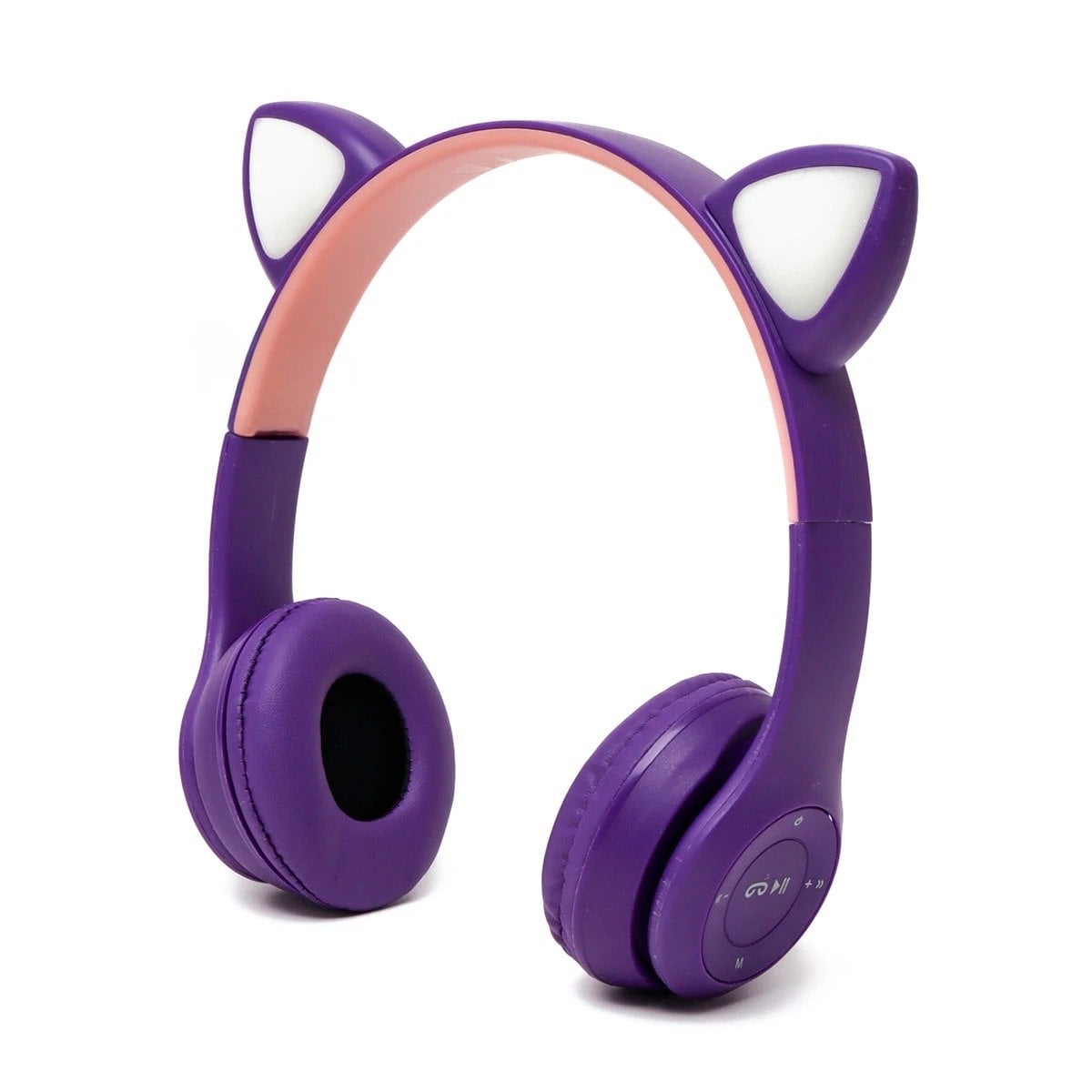 AUDÍFONOS RYBIU INALÁMBRICO MOL2 BLUETOOTH CON TEMATICA GATO Y CON LUCES EN TONO MORADO - 2