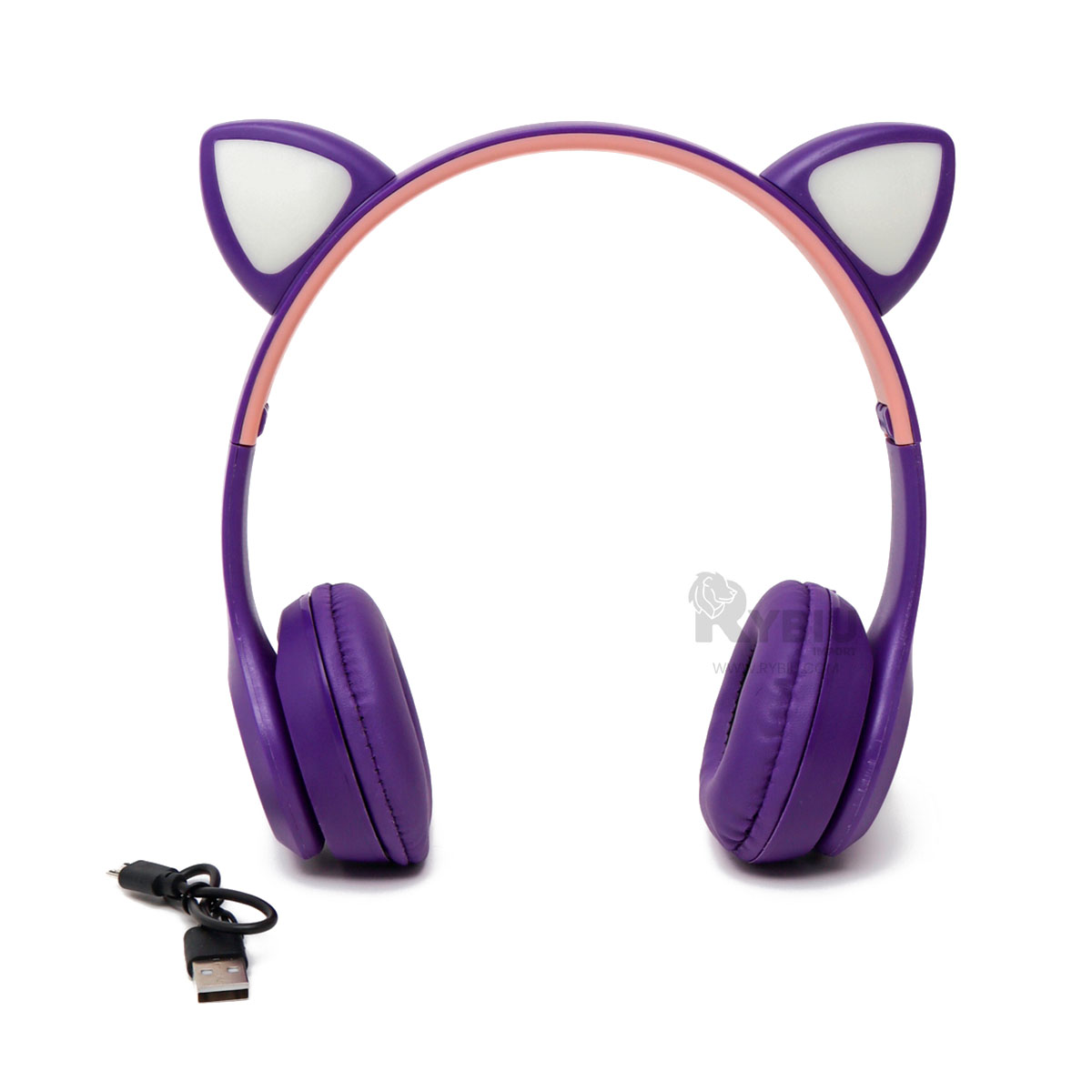 AURICULARES RYBIU INALÁMBRICO MOL2 BLUETOOTH LUMINOSOS COLOR MORADO + ENVOLTORIO REGALO - 1