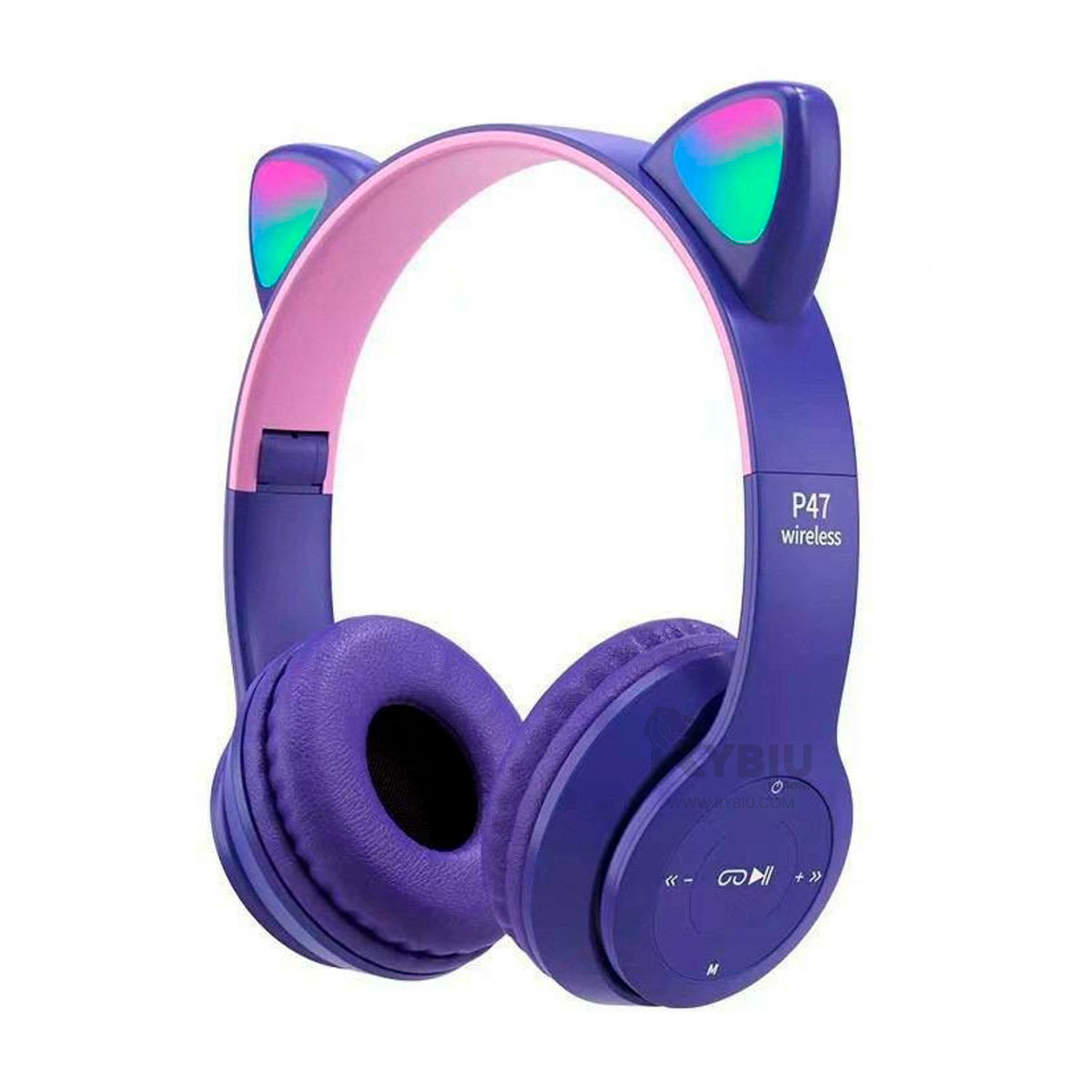 AURICULARES RYBIU INALÁMBRICO MOL2 BLUETOOTH LUMINOSOS COLOR MORADO + ENVOLTORIO REGALO - 4