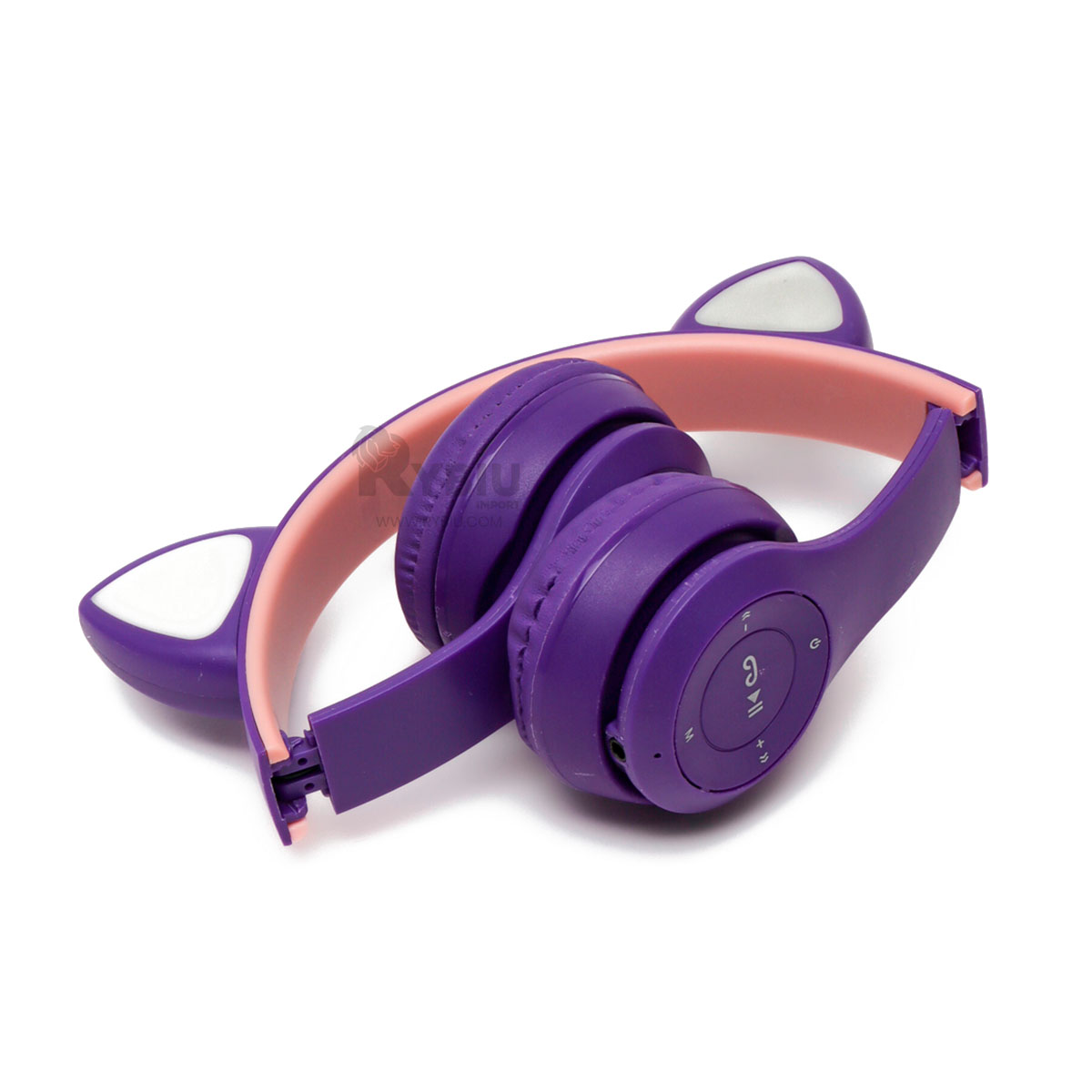OREJERA RYBIU INALÁMBRICO MOL2 BLUETOOTH PARA STREMS GATO MORADO + REGALO LIGAS PARA PEINAR - 3