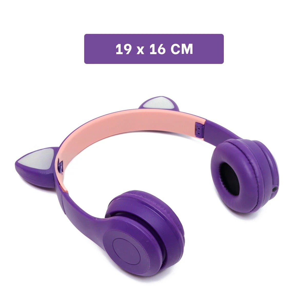 AUDÍFONOS RYBIU INALÁMBRICO MOL2 BLUETOOTH GATO COLOR MORADO + PAPEL REGALO - 3