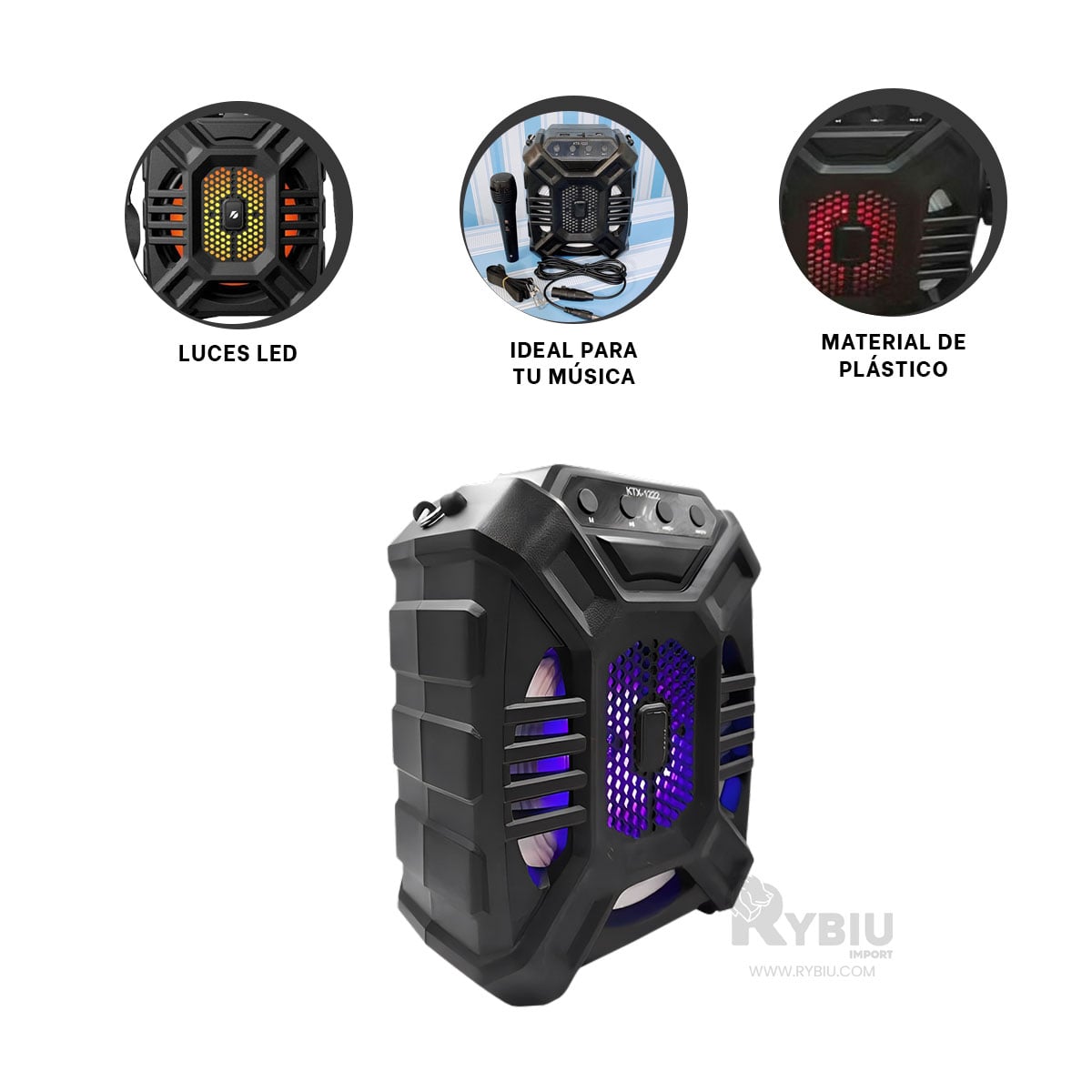ALTAVOZ RYBIU KTX-1222 BLUETOOTH ECONOMICO 6.5 PULGADAS + BANDERITAS ADHESIVAS - 1