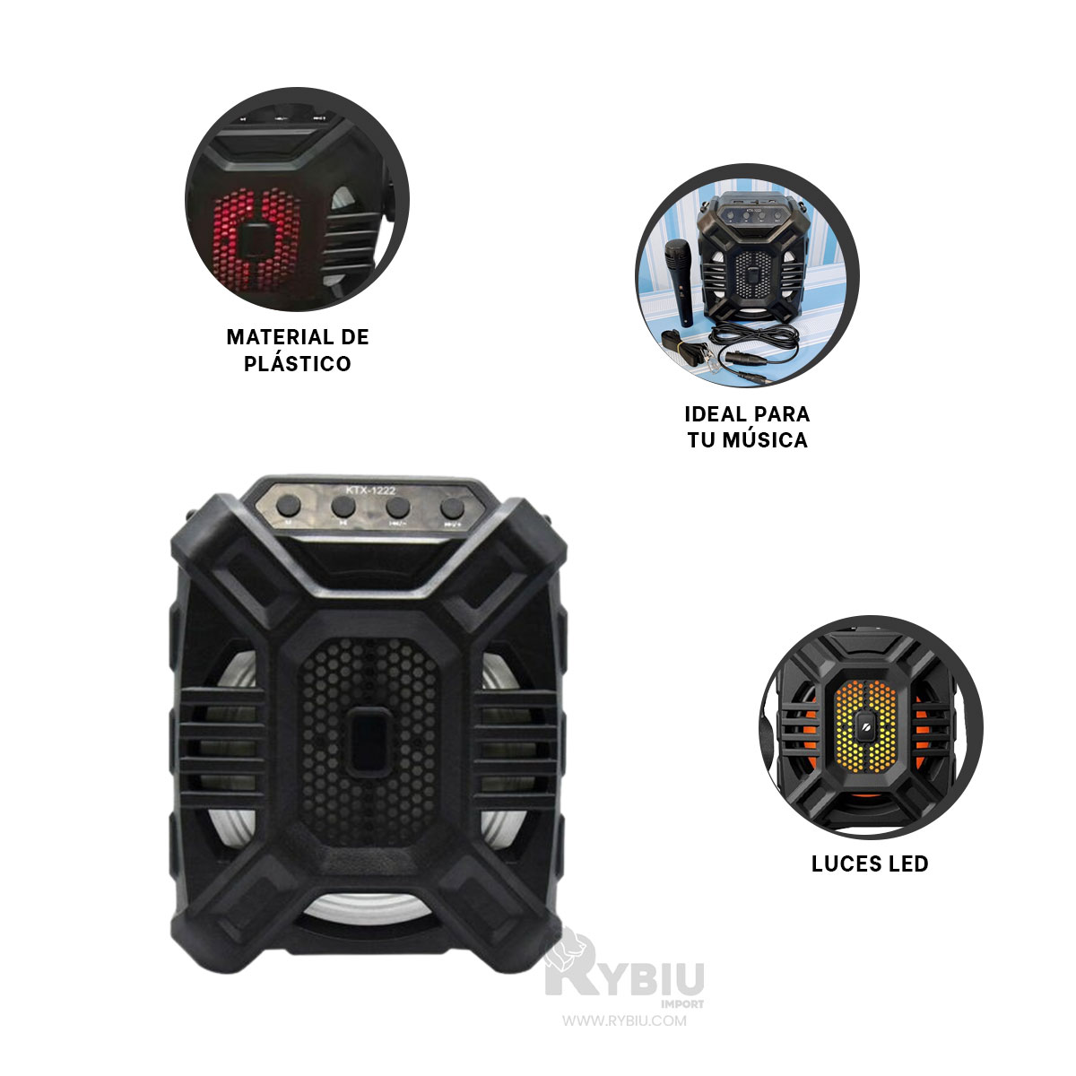 ALTAVOZ RYBIU KTX-1222 BLUETOOTH ECONOMICO 6.5 PULGADAS + BANDERITAS ADHESIVAS - 3