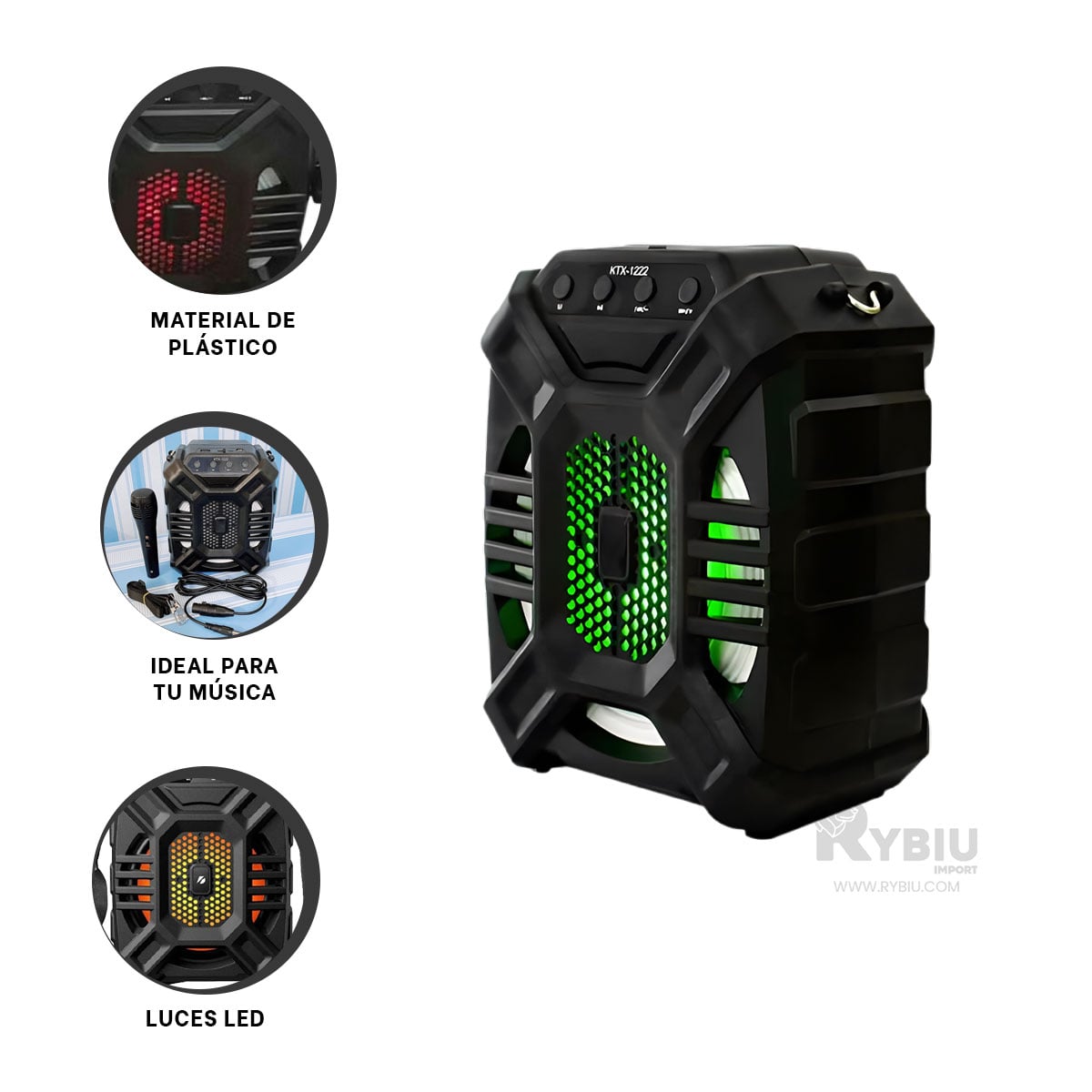 ALTAVOZ RYBIU KTX-1222 BLUETOOTH VERSATIL 6.5 PULGADAS + REGALO LIGAS PARA PEINAR - 3