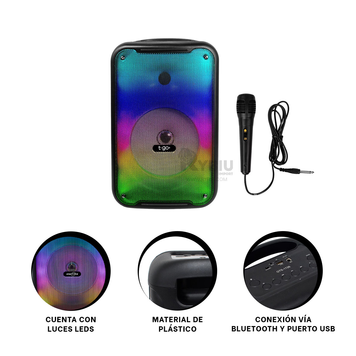 BOCINA RYBIU GTS-1726 BLUETOOTH PRACTICA MODELO GTS 1726 8'' + GIFT MINIAGENDA - 3