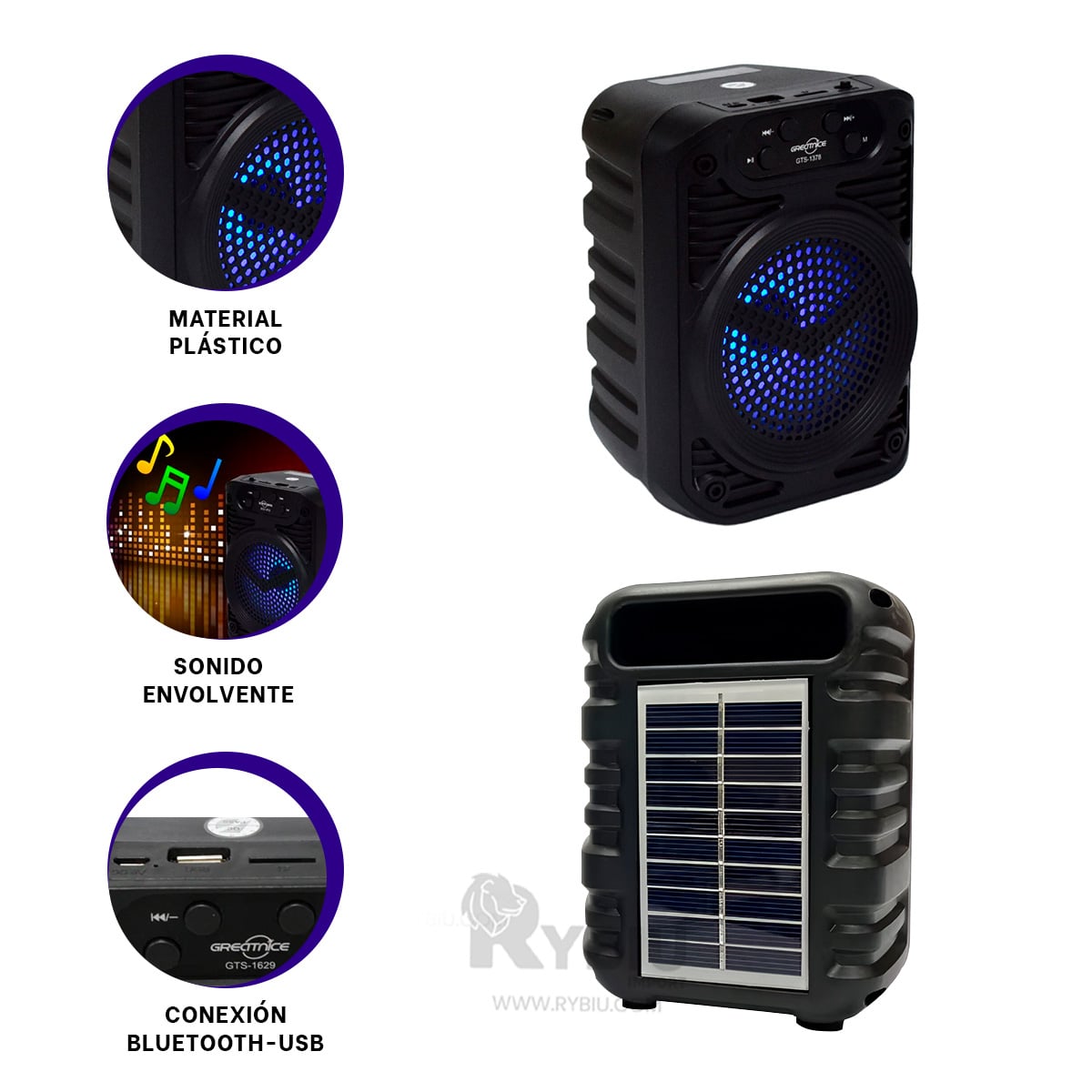 BOCINA RYBIU GTS-1629 BLUETOOTH MODERNO PARA CELEBRACION 3 PULGADAS + GIFT STICKERS - 3