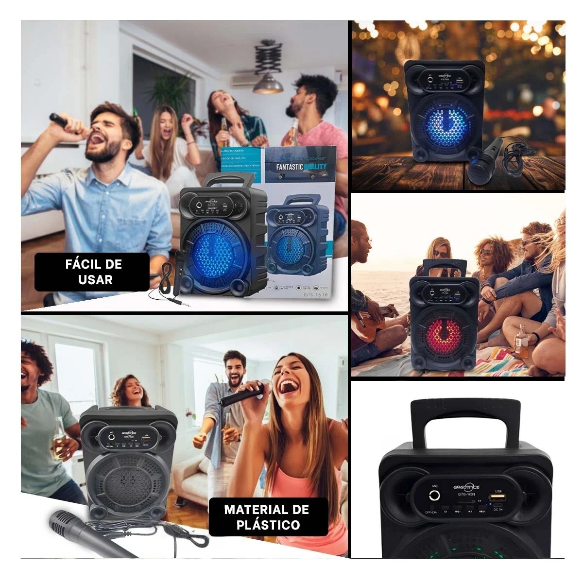 ALTAVOZ RYBIU GTS-1638 BLUETOOTH FUNCIONAL 4 PULGADAS + LIGAS REGALO - 5