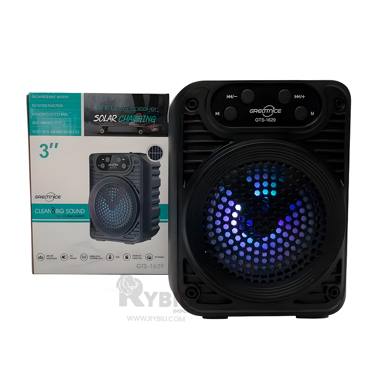 ALTAVOZ RYBIU GTS-1629 BLUETOOTH ECONOMICO 3 PULGADAS + BANDERITAS ADHESIVAS - 1