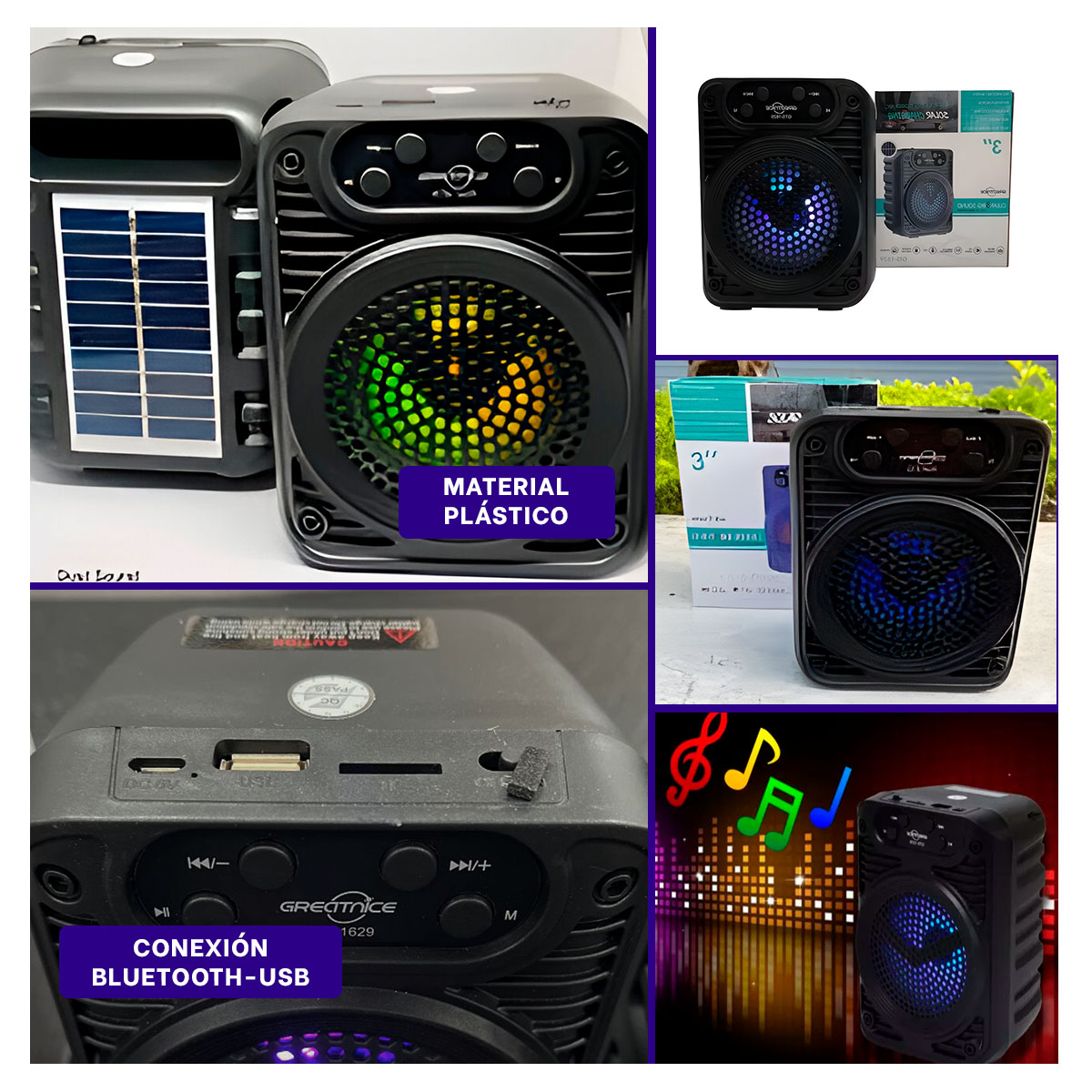 ALTAVOZ RYBIU GTS-1629 BLUETOOTH ECONOMICO 3 PULGADAS + BANDERITAS ADHESIVAS - 4