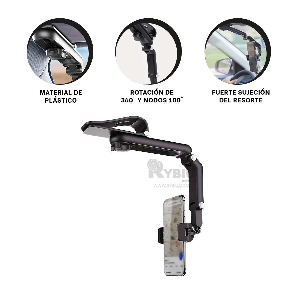 SOPORTE DE TELEFONO RYBIU TE31670 PARASOL EN NEGRO + REGALO AGENDITA - 3