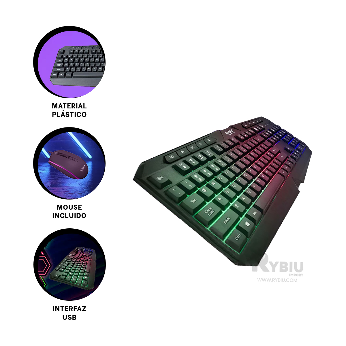KEYBOARD RYBIU ET-M3543 GAMERS MODELO ET M3535 + REGALO AGENDITA - 3