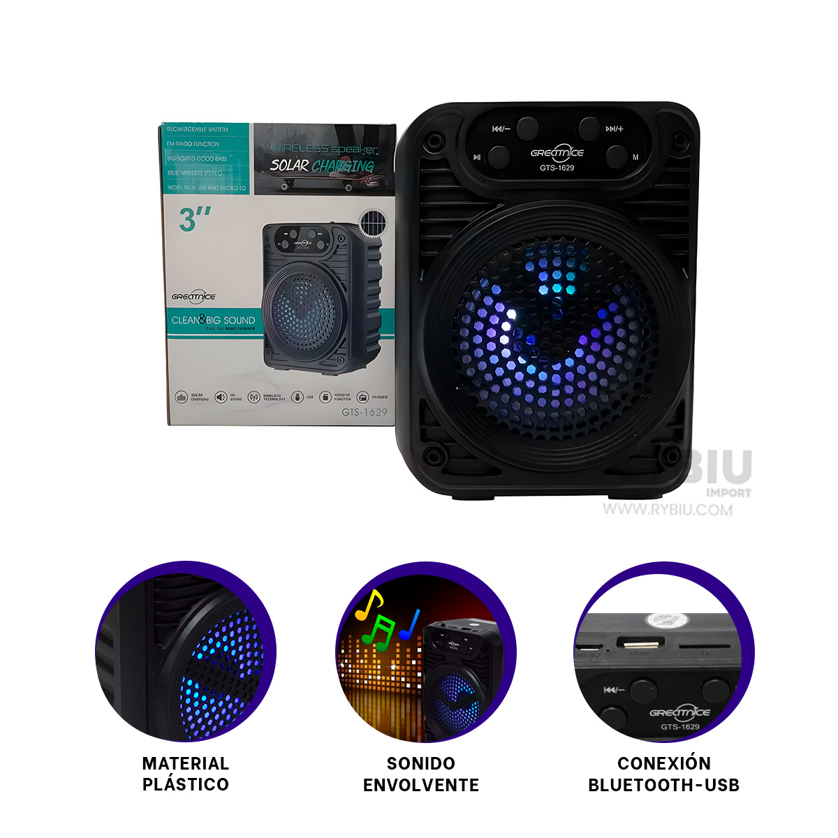 BOCINA PARA JUEGOS DE FUTBOL RYBIU GTS-1629 BLUETOOTH 3 PULGADAS + REGALO AGENDITA - 3
