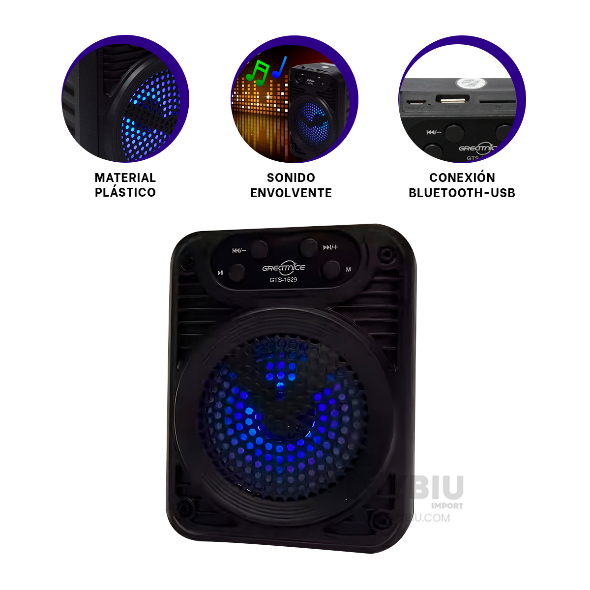 BOCINA RYBIU GTS-1629 BLUETOOTH EXCEPCIONAL 3 PULGADAS + REGALO STICKERS - 3