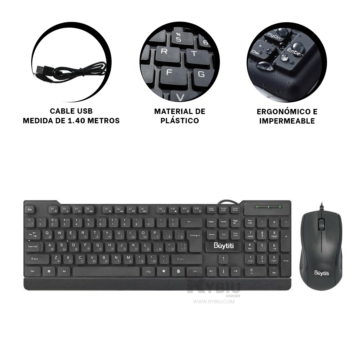 TECLERA RYBIU FC 535 COMPACTO CON CABLE USB COLOR NEGRO + GIFT MINIAGENDA - 2