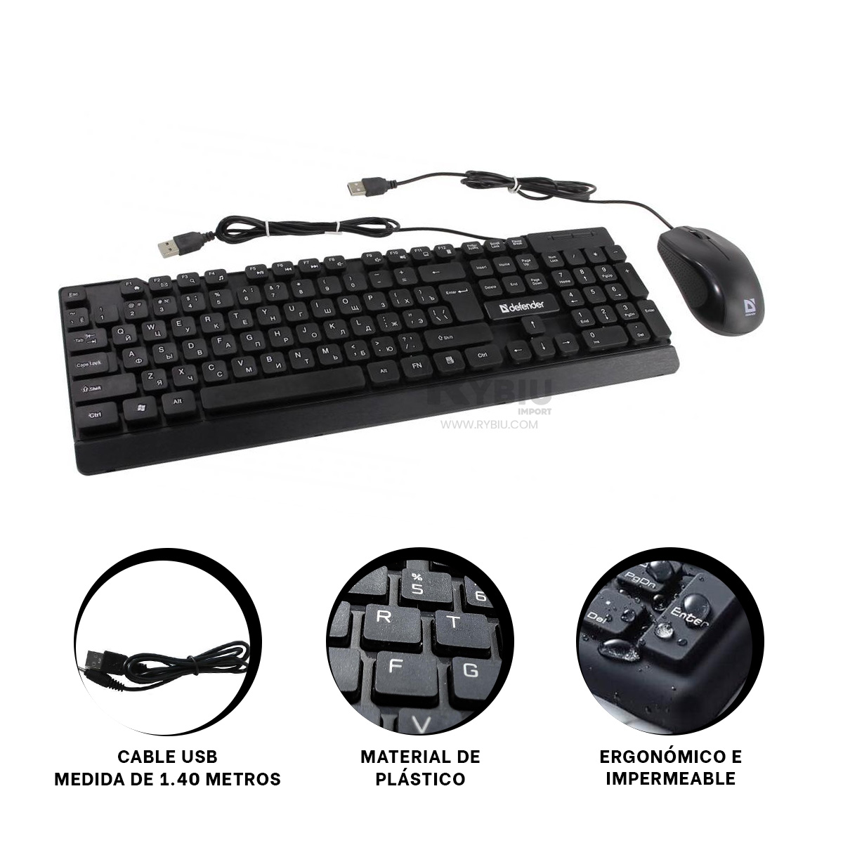 TECLERA RYBIU FC 535 COMPACTO CON CABLE USB COLOR NEGRO + GIFT MINIAGENDA - 3