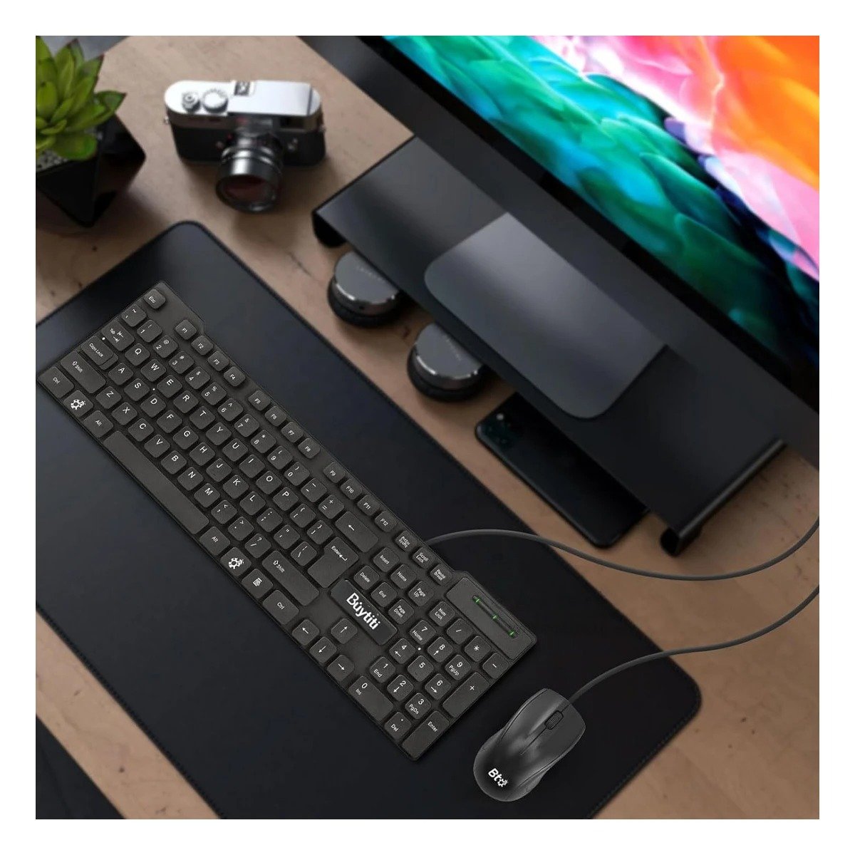 TECLADO RYBIU FC 535 BUYTITI ERGONOMICO CON CABLE USB EN COLOR NEGRO - 2