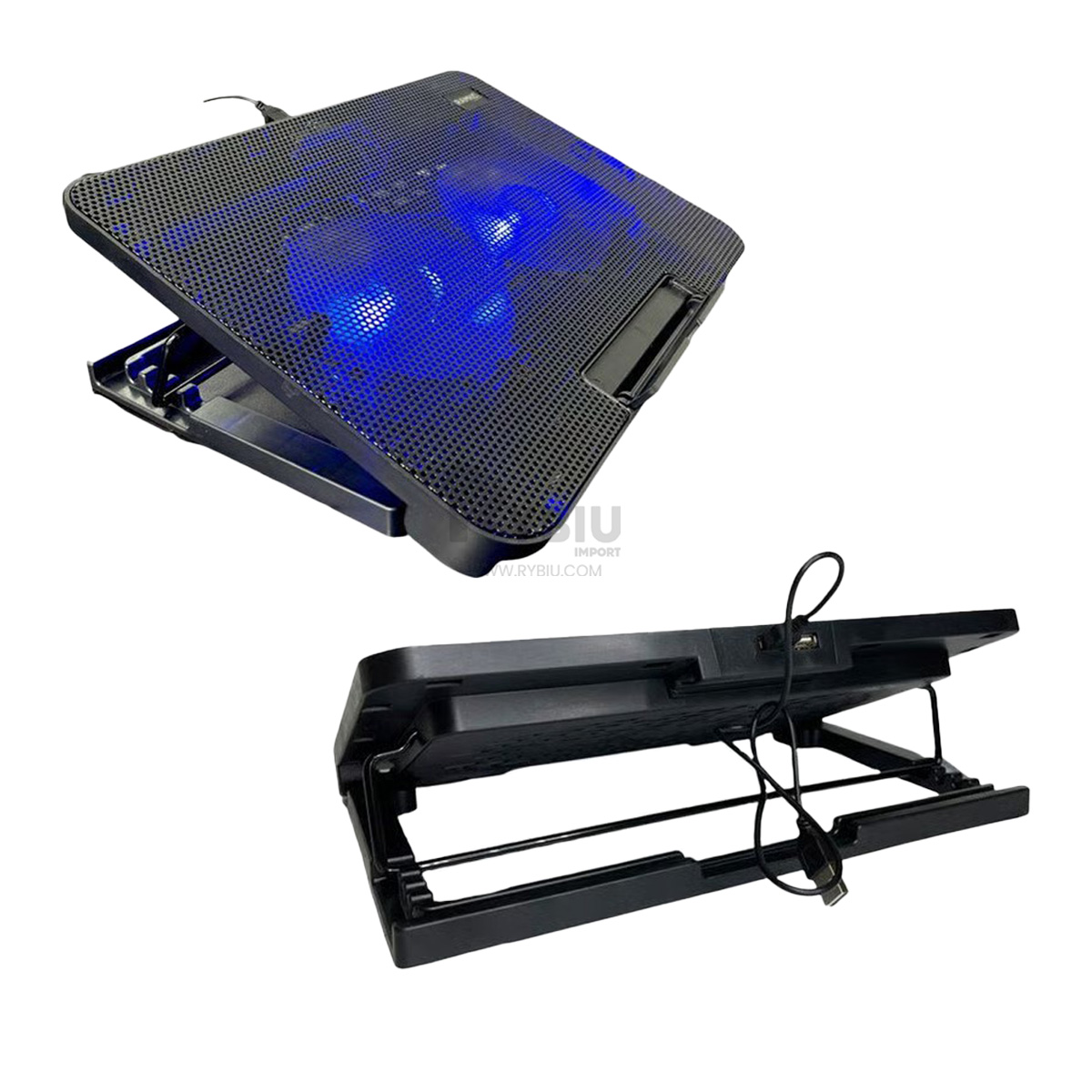 SOPORTE RYBIU CON VENTILADOR LAPTOP HA73 NEGRO + GIFT STICKERS - 2