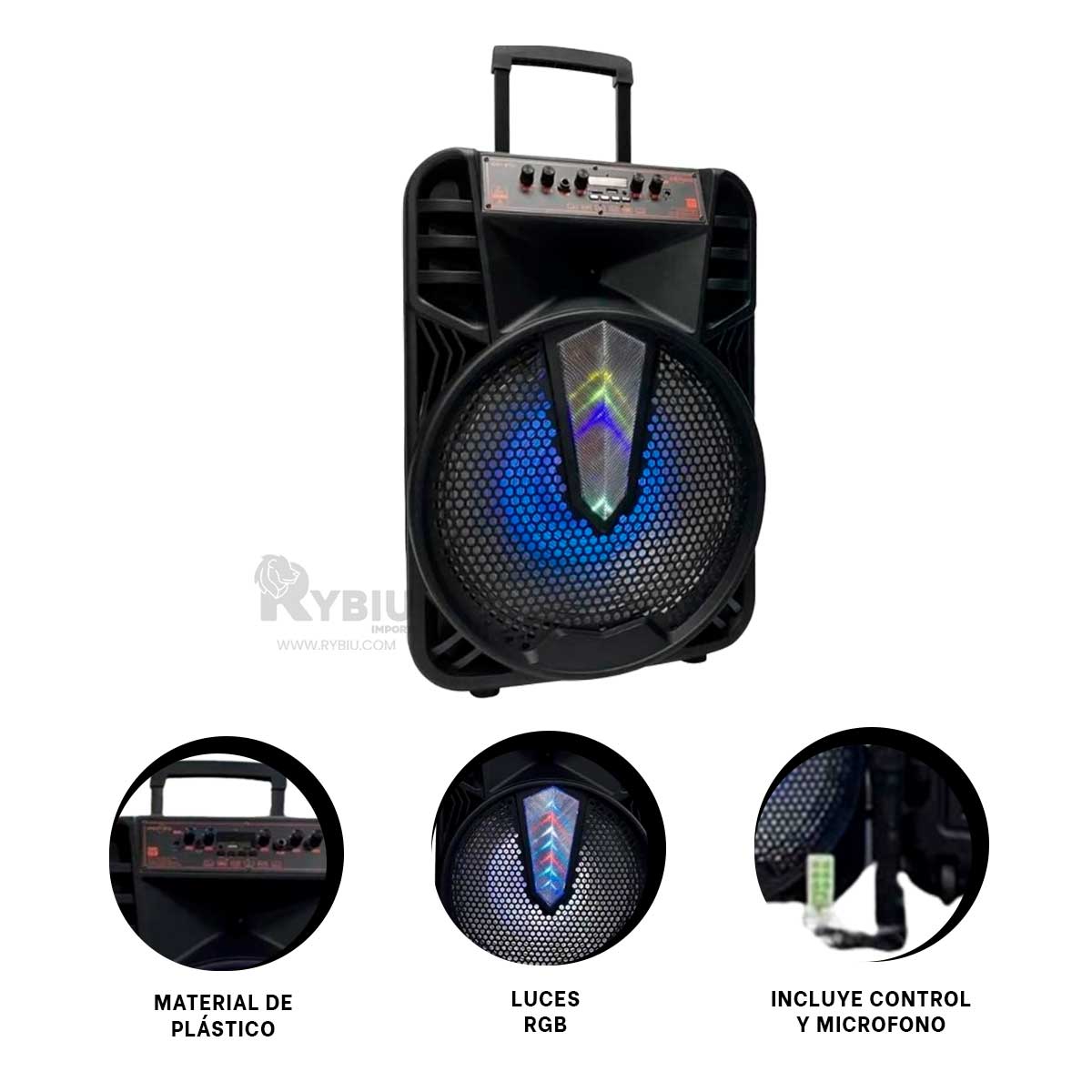PARLANTE RYBIU KTS-1505 BLUETOOTH IDEAL PARA DISCOS 15 PULGADAS + PAPEL REGALO - 3