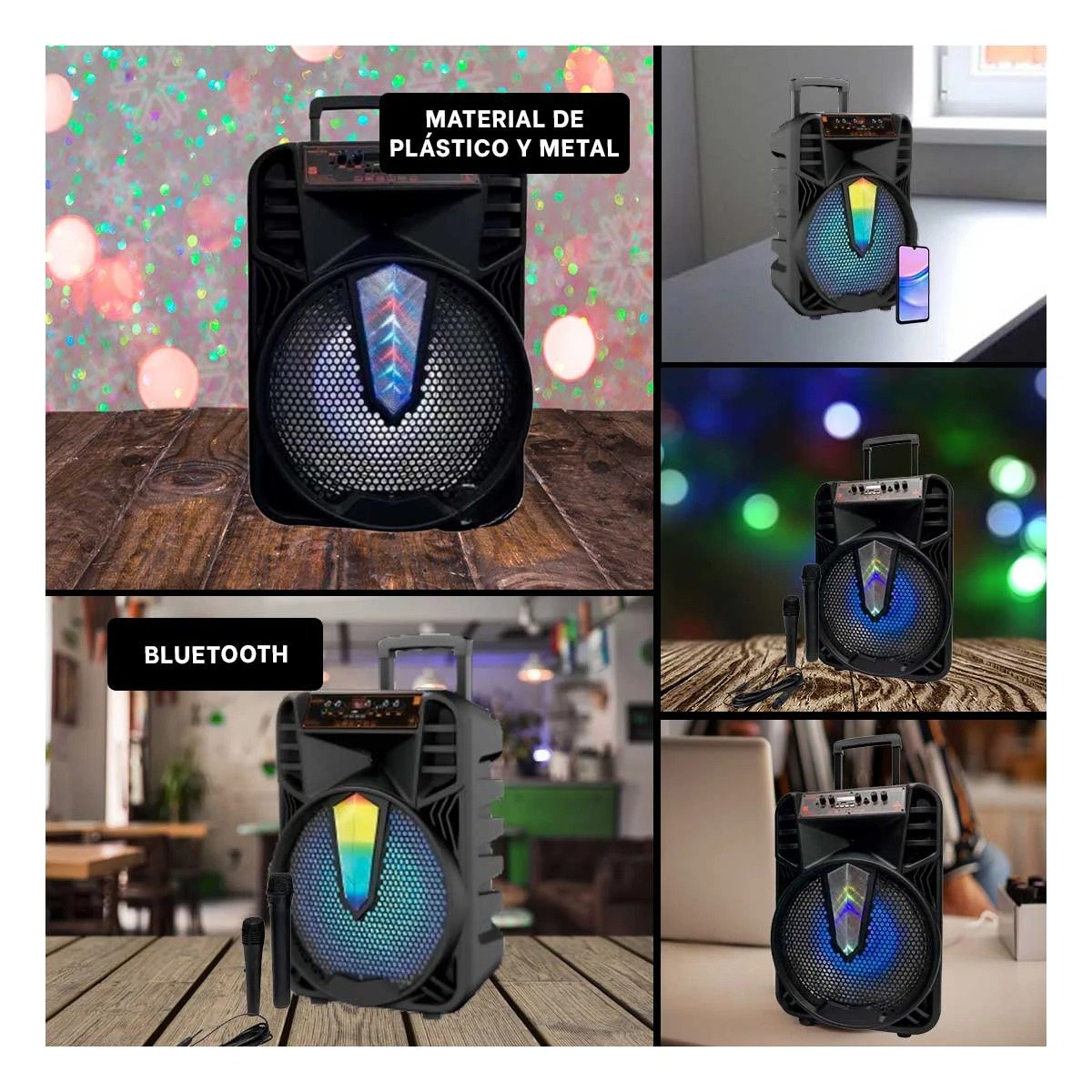 BOCINA RYBIU KTS-1505 BLUETOOTH ERGONOMICA 15 PULGADAS + LIGAS REGALO - 5