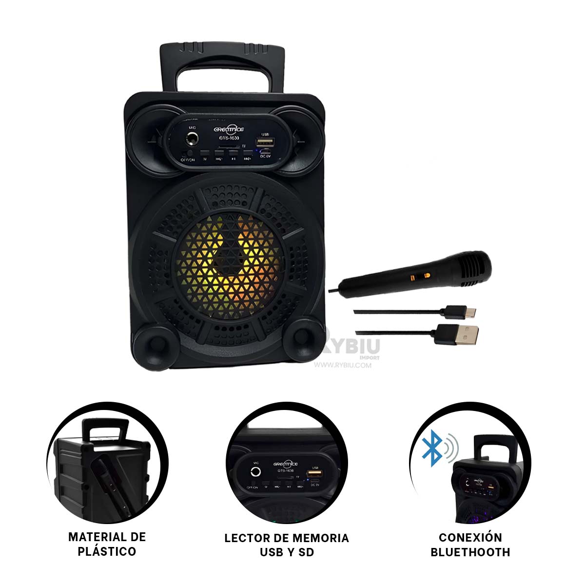 BOCINA PARA JUEGOS DE FUTBOL RYBIU GTS-1638 BLUETOOTH 4 PULGADAS + REGALO AGENDITA - 1