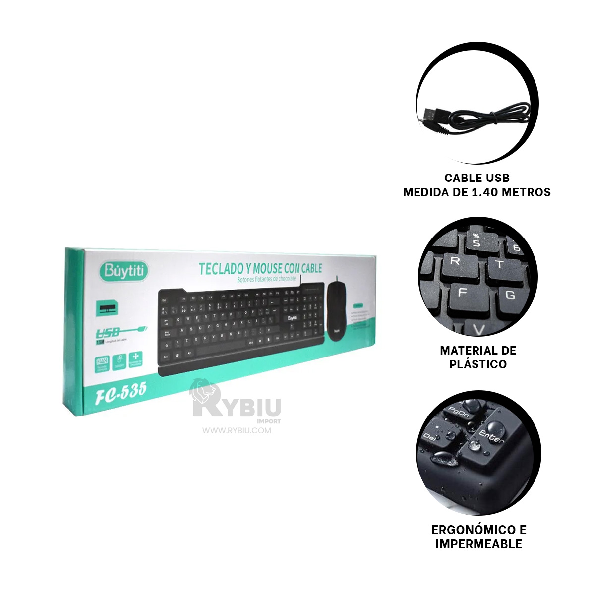 TECLERA RYBIU FC 535 FACIL INSTALAR CON CABLE NEGRO + REGALO STICKERS - 4