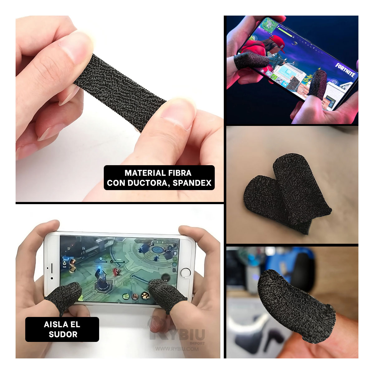 ACCESORIO GAMER RYBIU TE31566 FINGER COT FUNCIONAL NEGRO + REGALO LIGAS PEINAR - 1