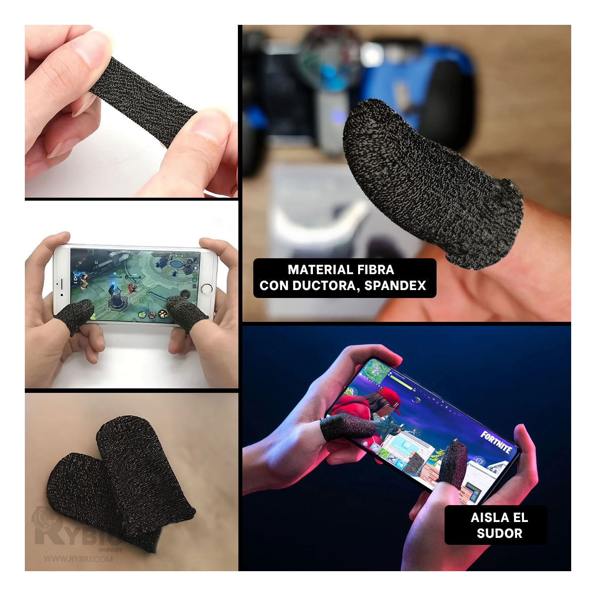 ACCESORIO GAMER RYBIU TE31566 FINGER COT FUNCIONAL NEGRO + REGALO LIGAS PEINAR - 4