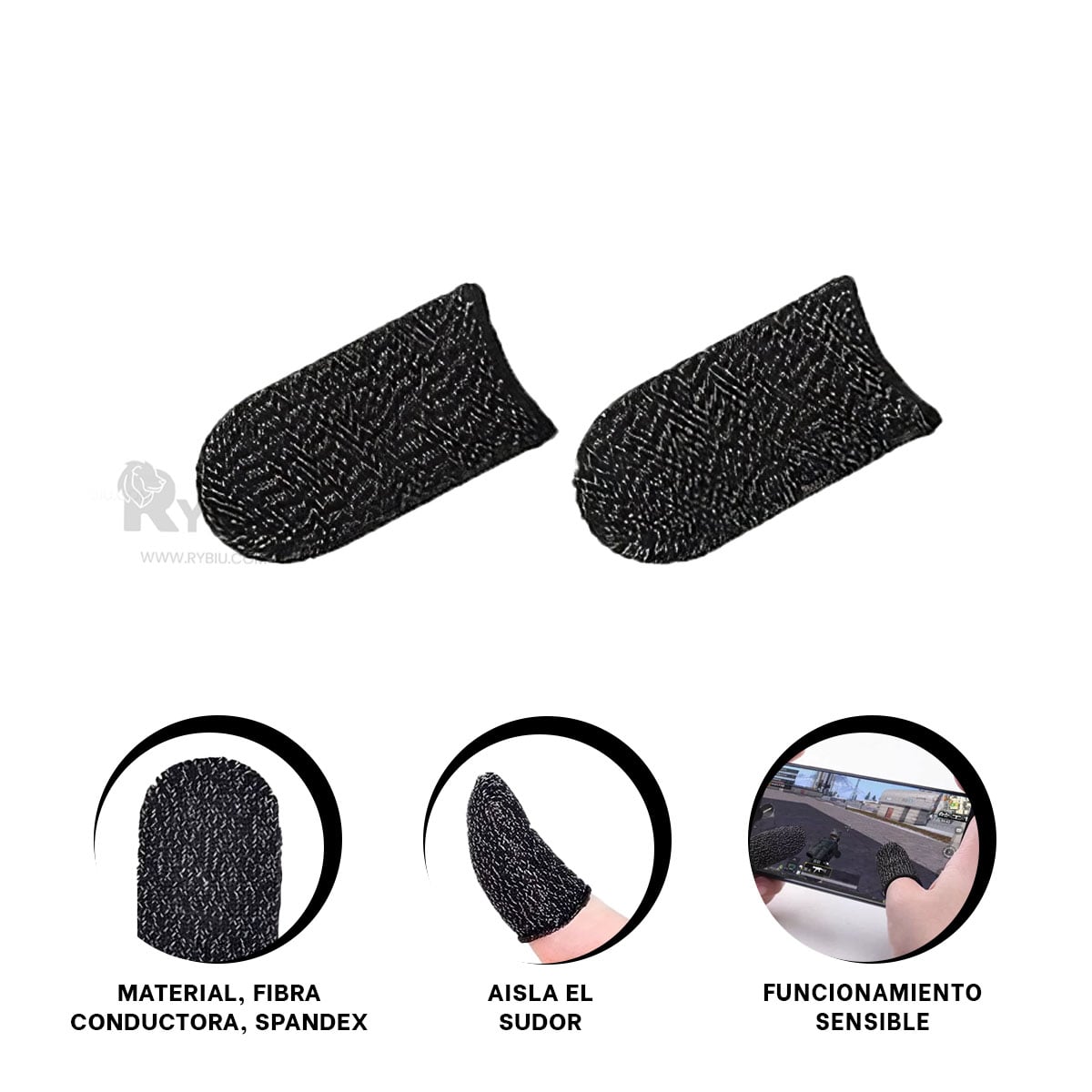 ACCESORIO GAMER RYBIU TE31566 FINGER COT GAMERS NEGRO + BANDERITAS ADHESIVAS - 1
