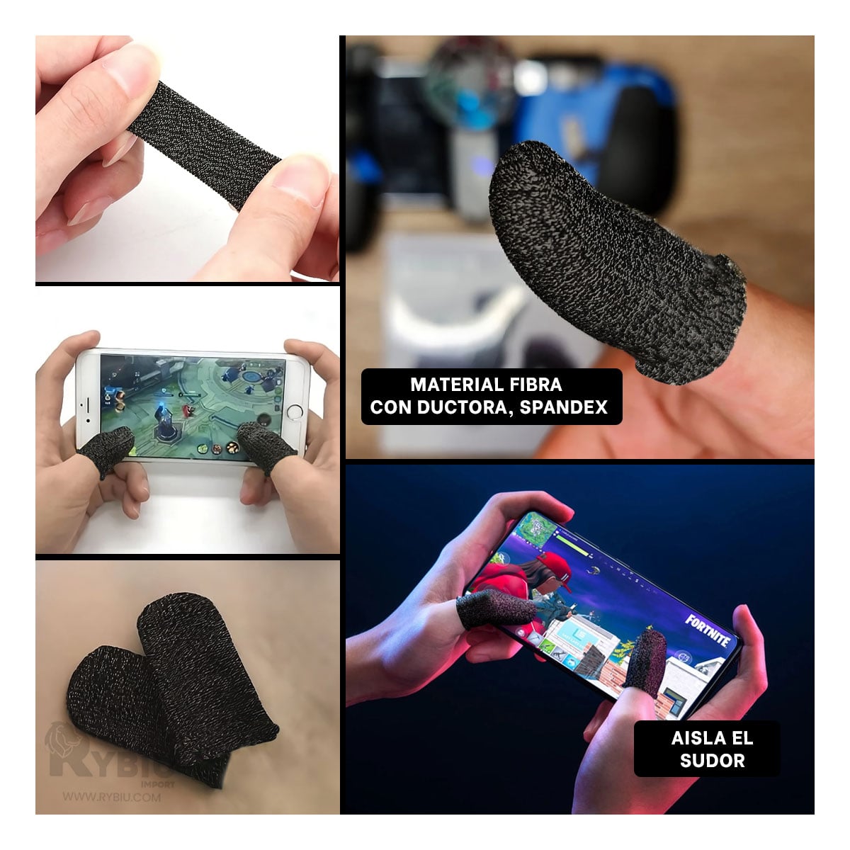 ACCESORIO GAMER RYBIU TE31566 FINGER COT GAMERS NEGRO + BANDERITAS ADHESIVAS - 4