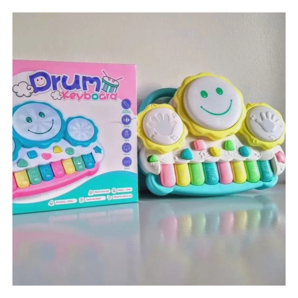 TECLADO DE JUGUETE CREATIVO EN AMARILLO Y+REGALO STICKERS - 4