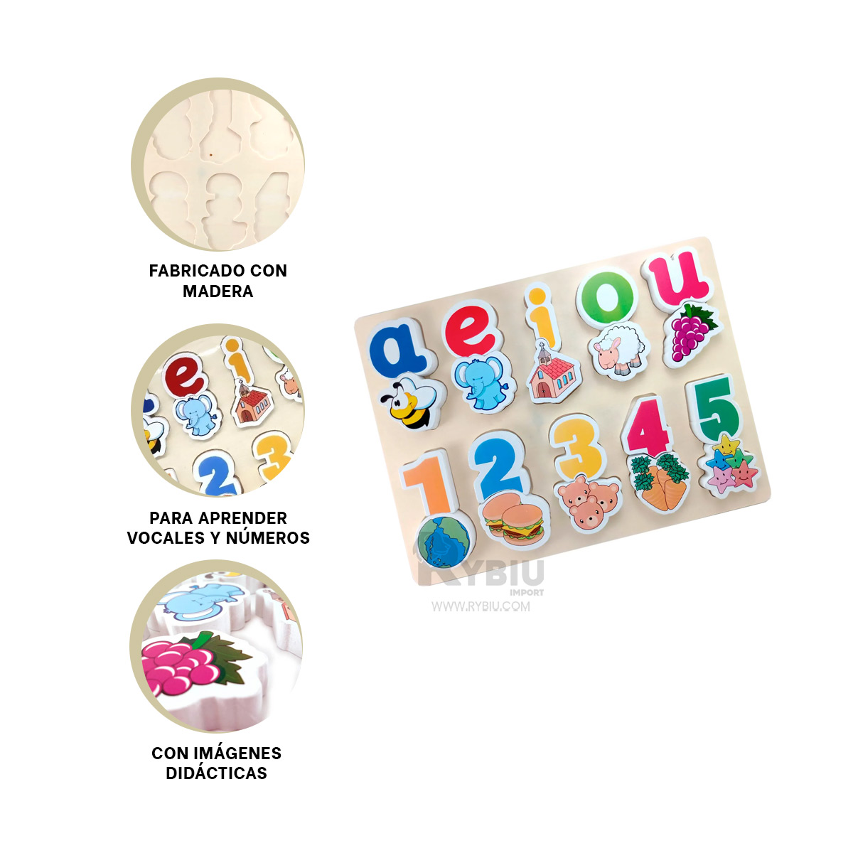 ROMPECABEZA EDUCATIVO PARA NIÑOS DE MADERA Y+PAPEL DE REGALO - 1